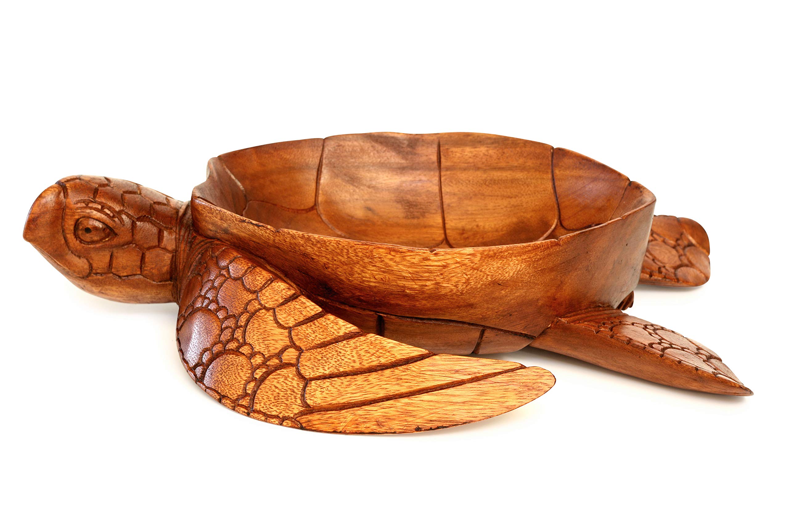 G6 Collection Wooden Handmade Turtle Fruit Decorative Bowl Centerpiece Hand Carved Art Home Decor Decoration Artwork Handcrafted Gift Storage Accent Rustic Wood Serving Bowls Turtle