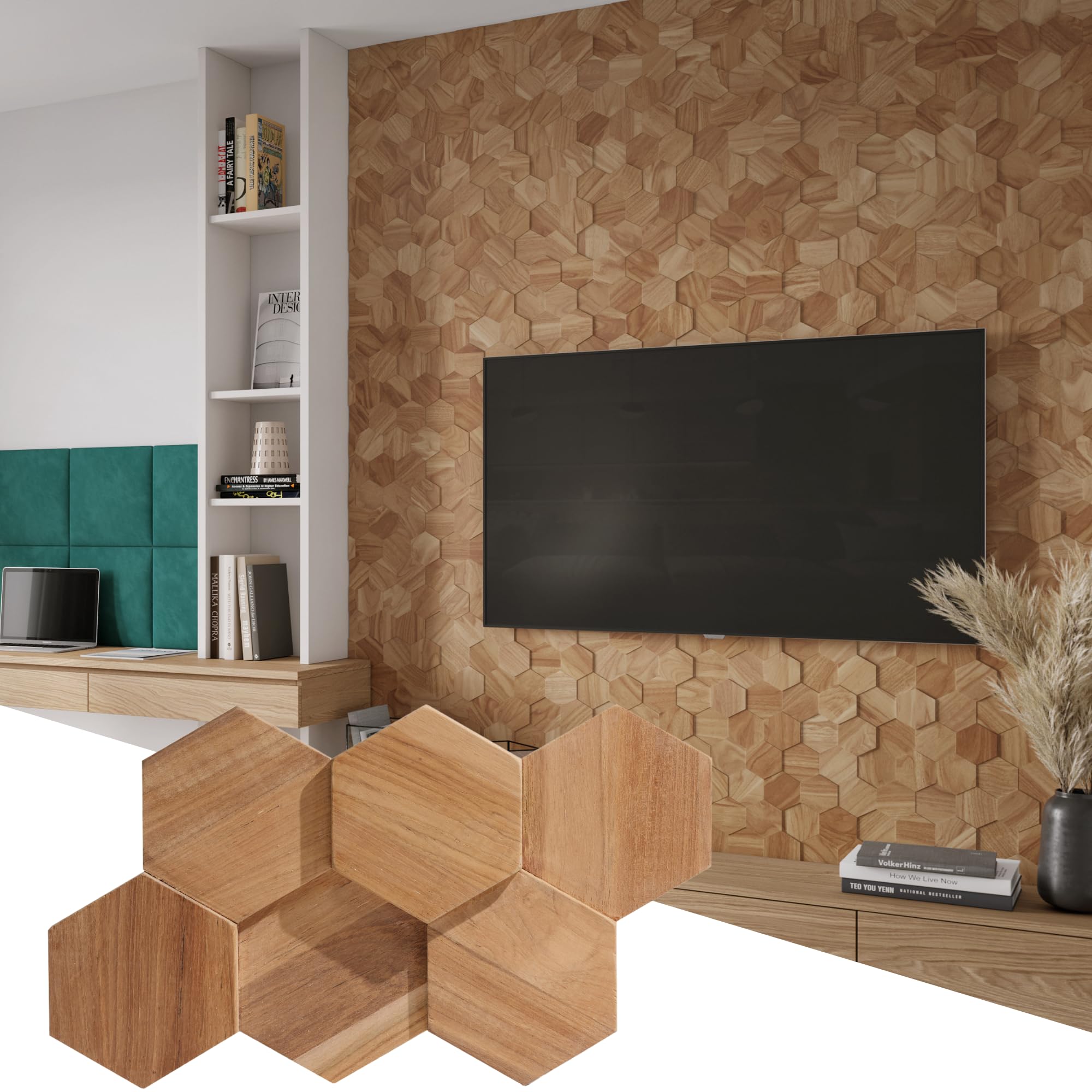 Amazon.com: Wall!Supply 3D Wall Panels – Reclaimed Hexagon Asian