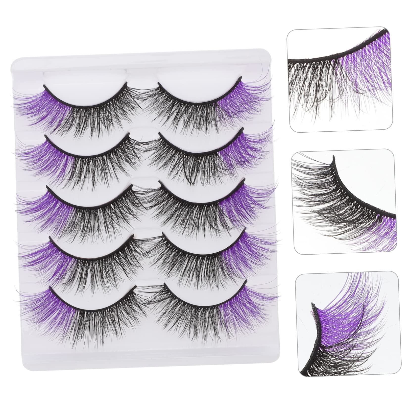 FRCOLOR Wimpern Violett 25 Paar Farbige Falsche Wimpern Halloween-wimpern Lange Flauschige Wimpern Farbige Wimpernverlängerung Wimpernverlängerungen Violett Nachahmung Von Verlängern Ende Des Auges