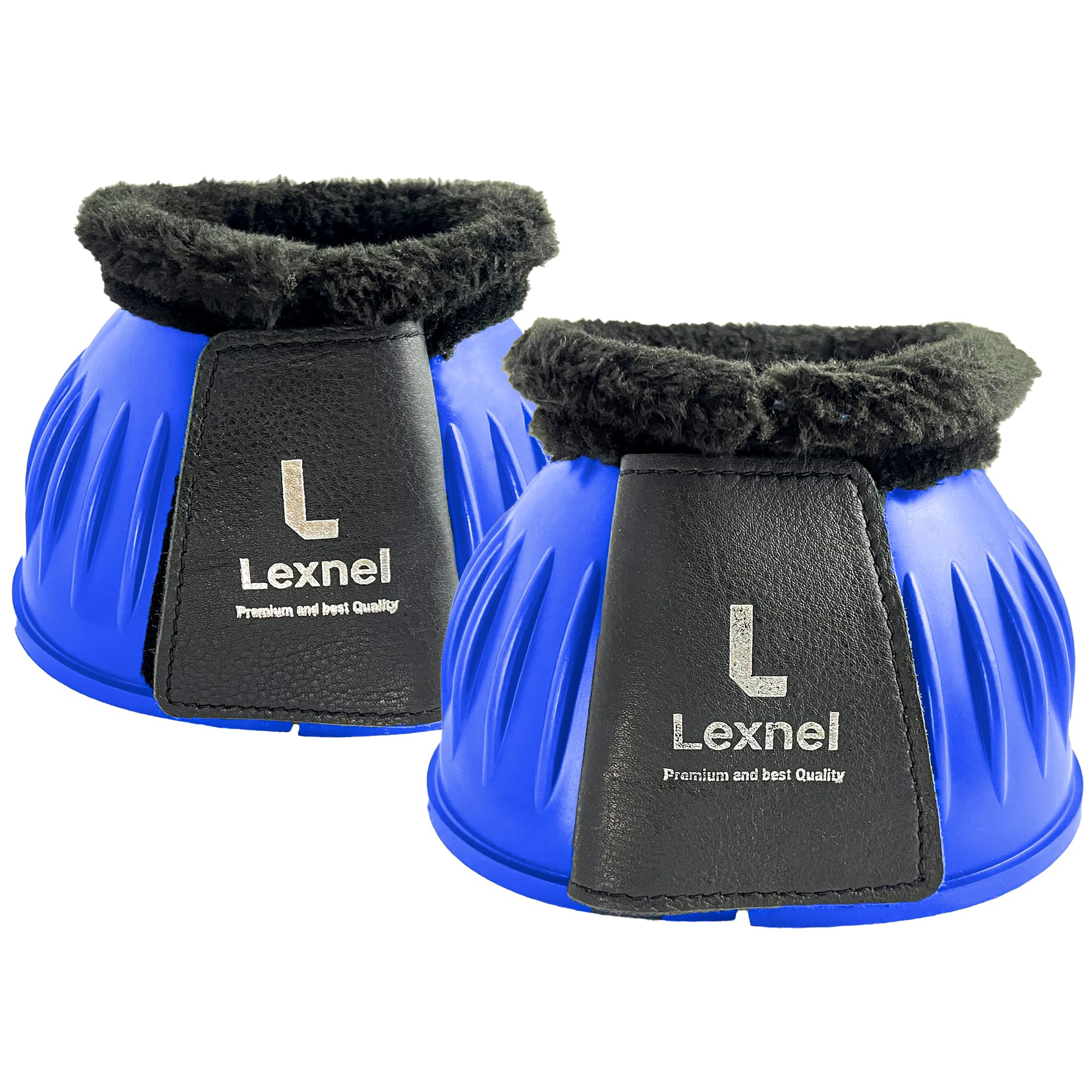 LEXNEL Rubber Bell Boots, Durable Bell Boots for Horse – Superior Hoof Protection and Comfort 1 Pair (Blue, Large)