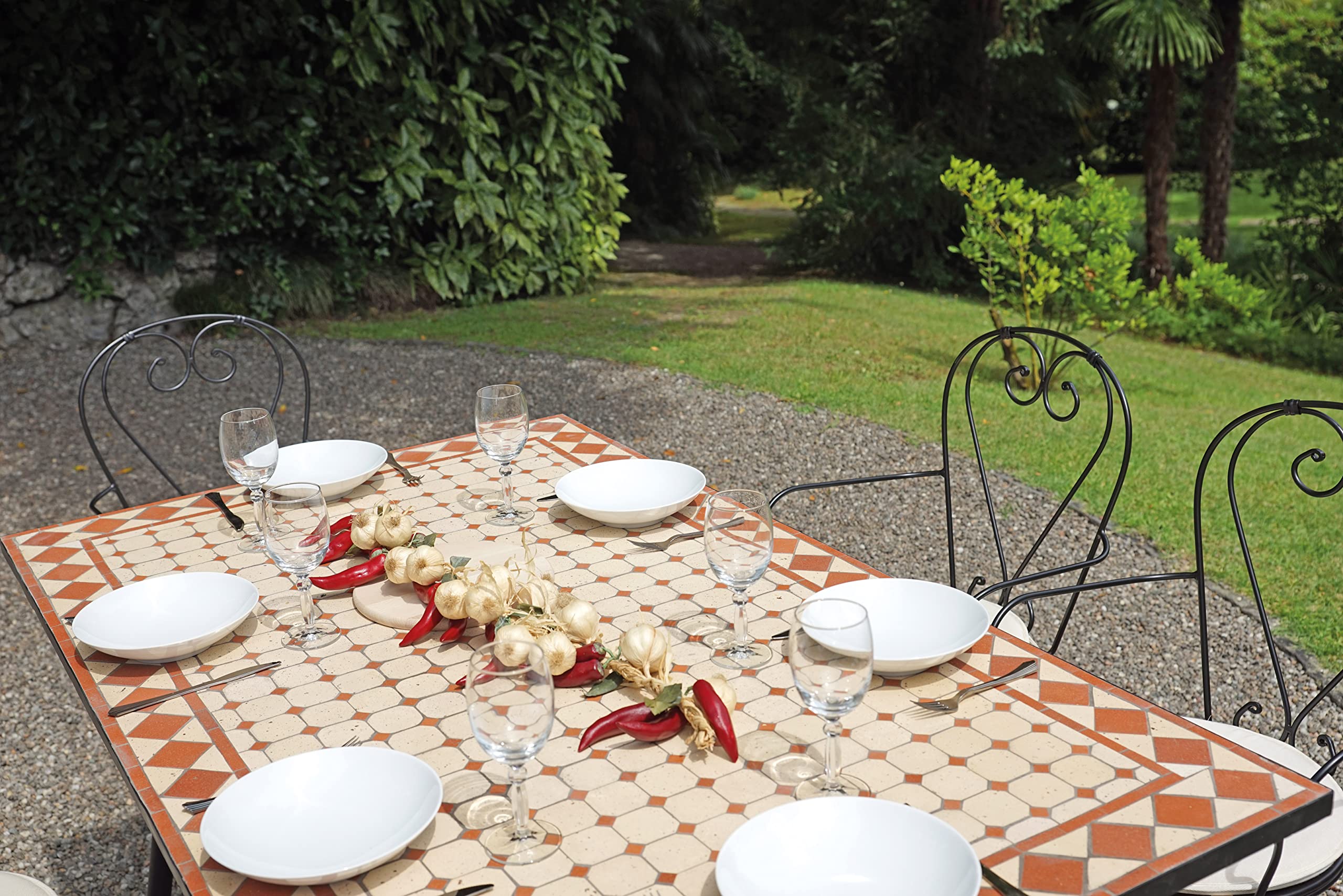 Gruppo Maruccia Tavolo da Giardino Rettangolare in Mosaico di Ceramica