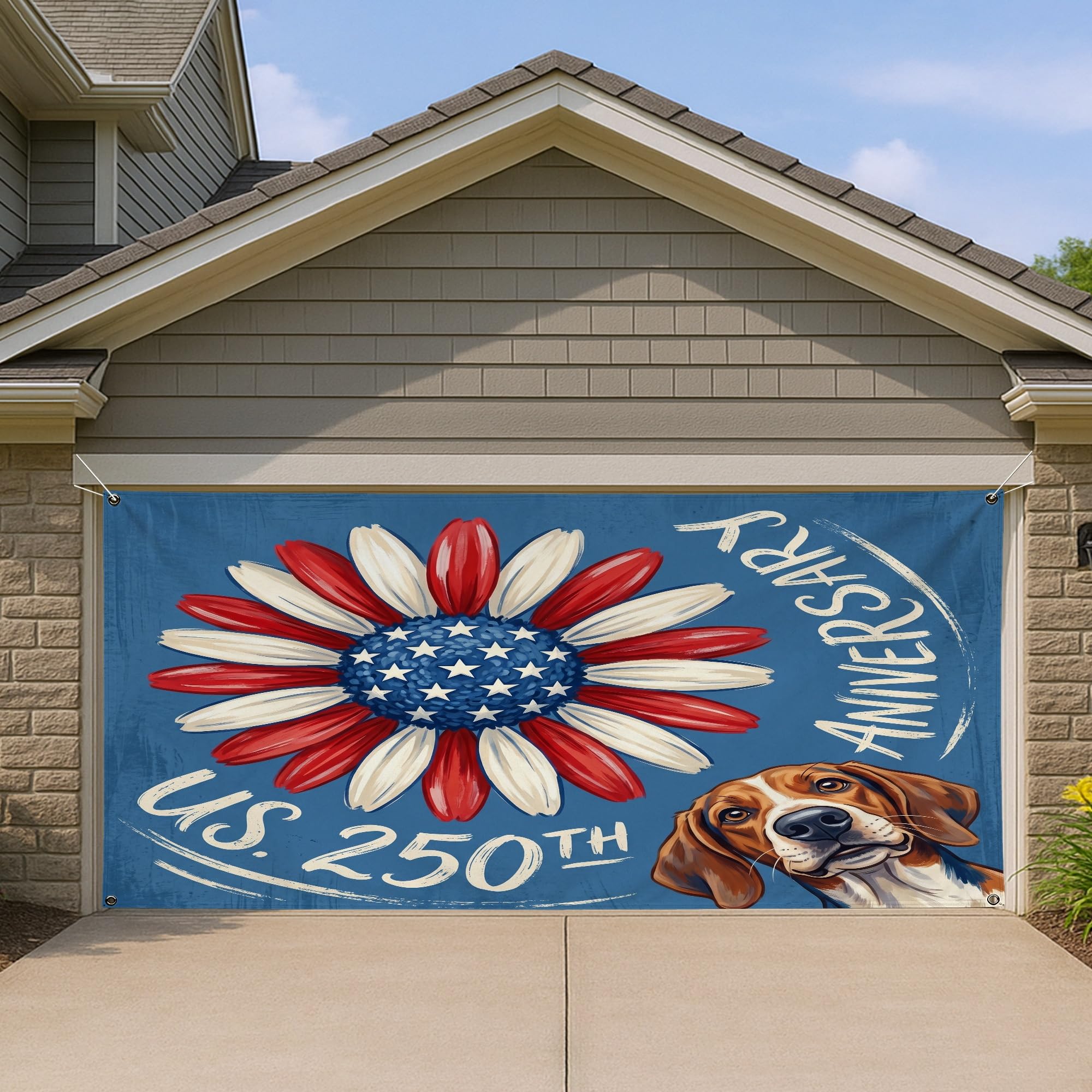 Couverture de porte de garage coonhound pour masquer un mur usé