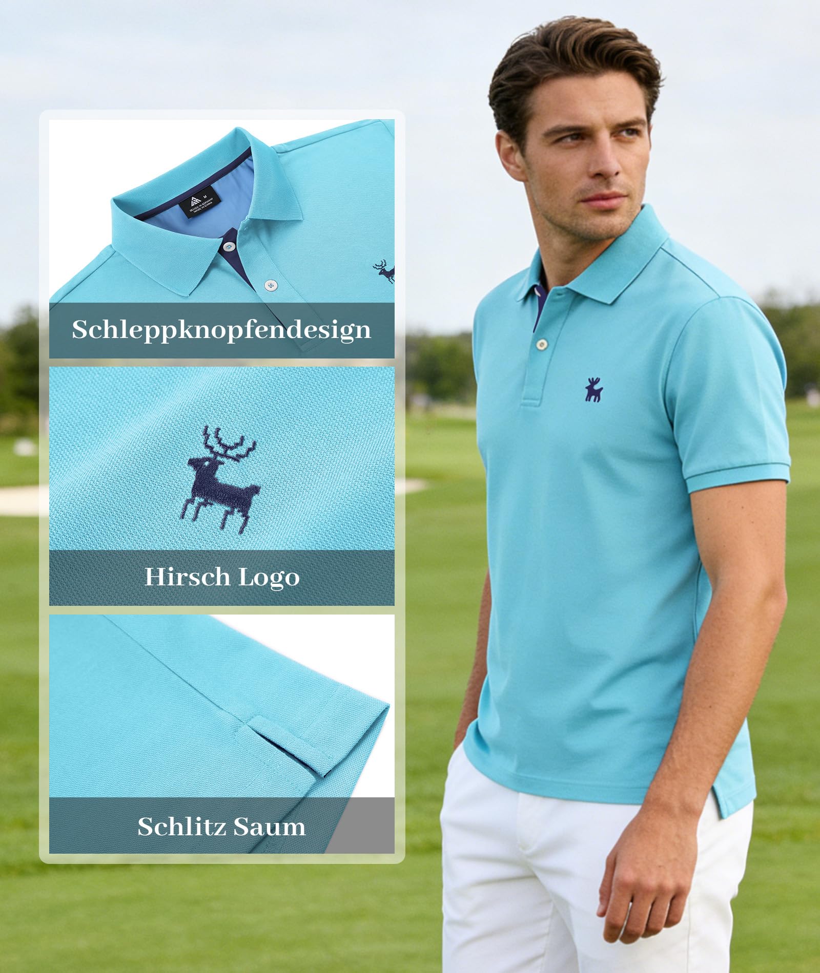 JACKETOWN Polo de Golf de Manga Corta para Hombre Camisa Deportiva Casual de Secado RáPido Camiseta Transpirable para Exterior Polo de Verano para Hombre