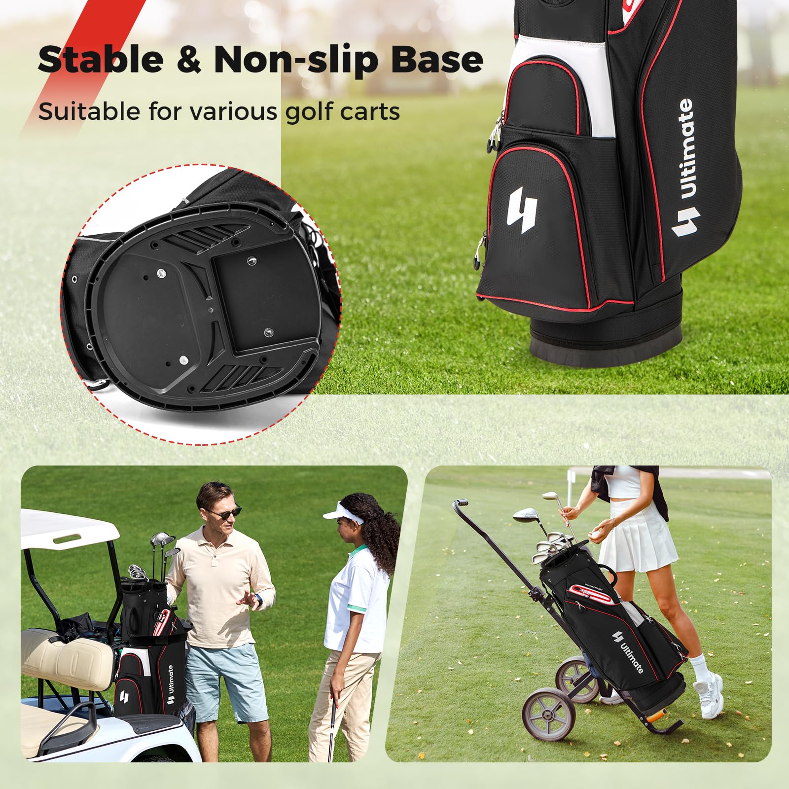 LIFEZEAL Golftasche, Golfbag tragbar mit 14 Fächern, 6 Taschen, Regenkapuze & Griffen, Golfwagentasche mit verstellbarem Schultergurt, Golf Cart Bag für Männer, Frauen