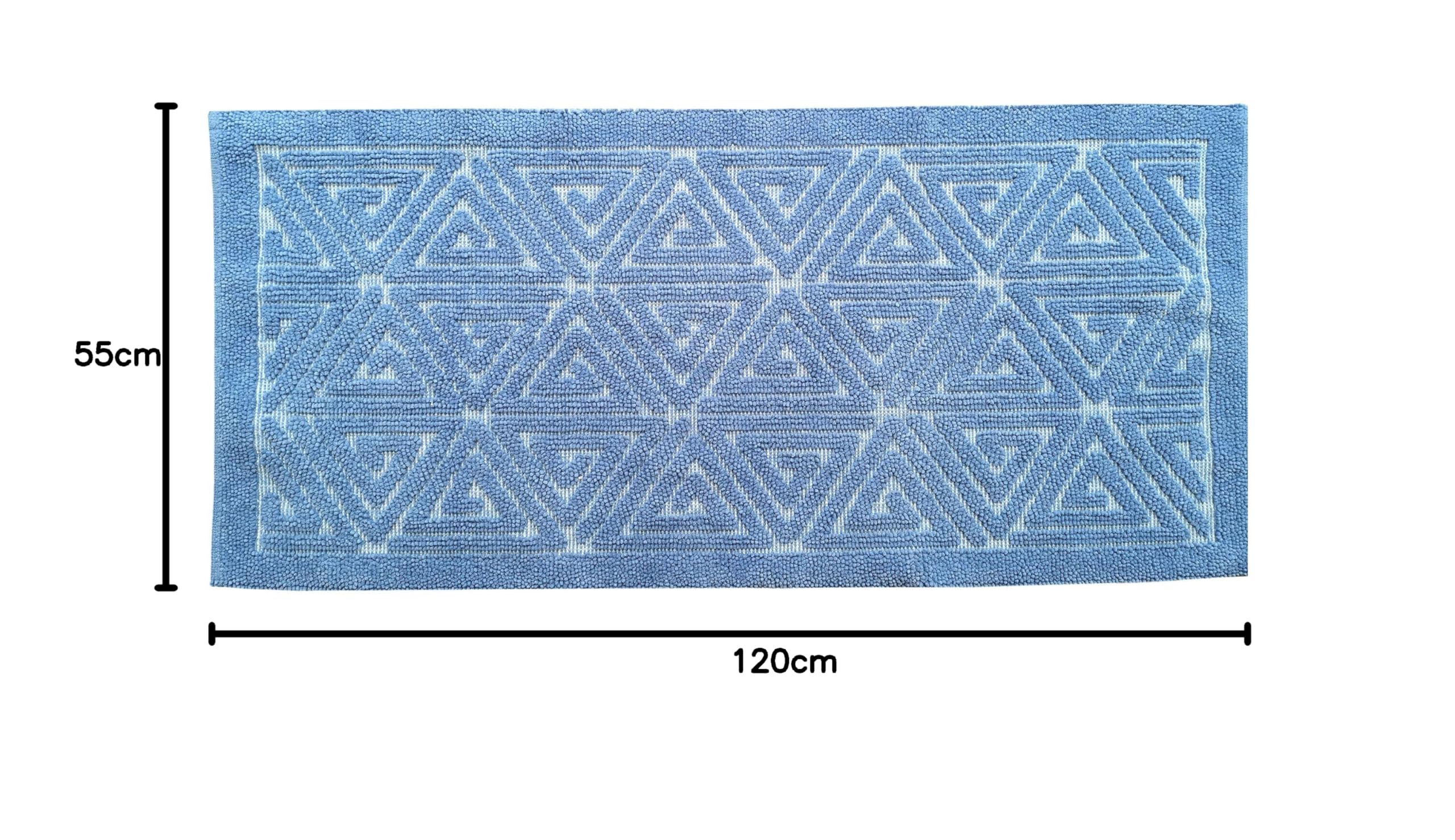 PERLARARA Tappeto Bagno Assorbente ed Antiscivolo in Cotone Lavabile in Lavatrice - Lungo 55x120 cm - Azzurro Iside