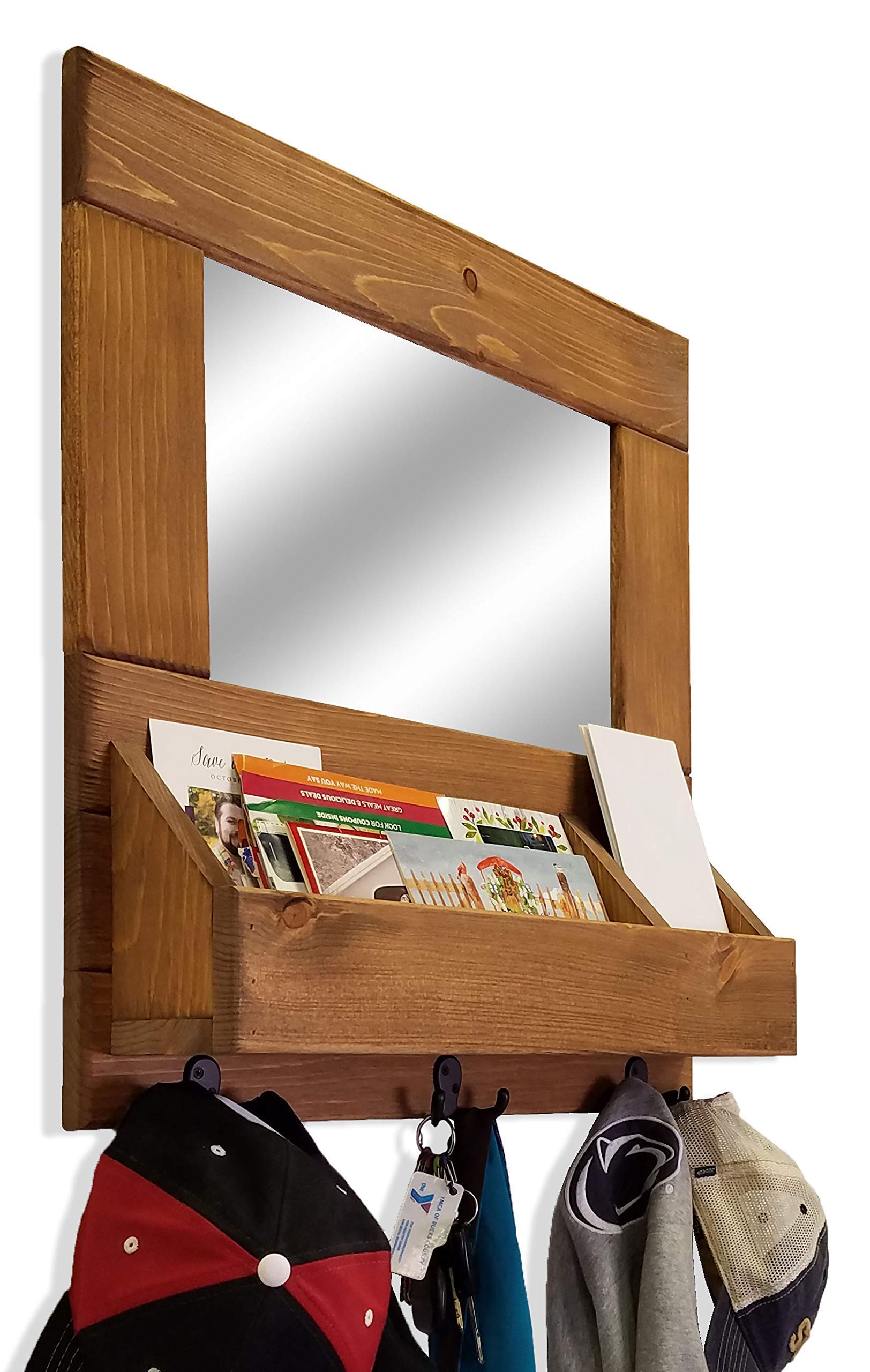 Buy York Farmhouse Entryway Mirror Wall Cubby Organizer with Hooks