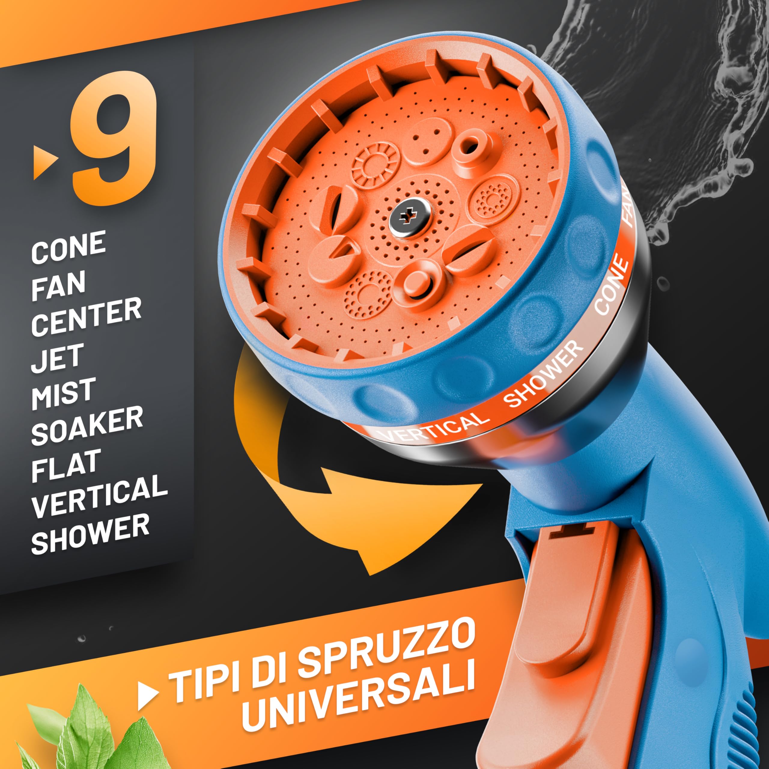 GRÜNTEK Tubo Estensibile Irrigazione Giardino (7,5-22,5M) Canna Acqua e Pistola a Irrigazione 10 spruzzi (Raccordi Ottone).