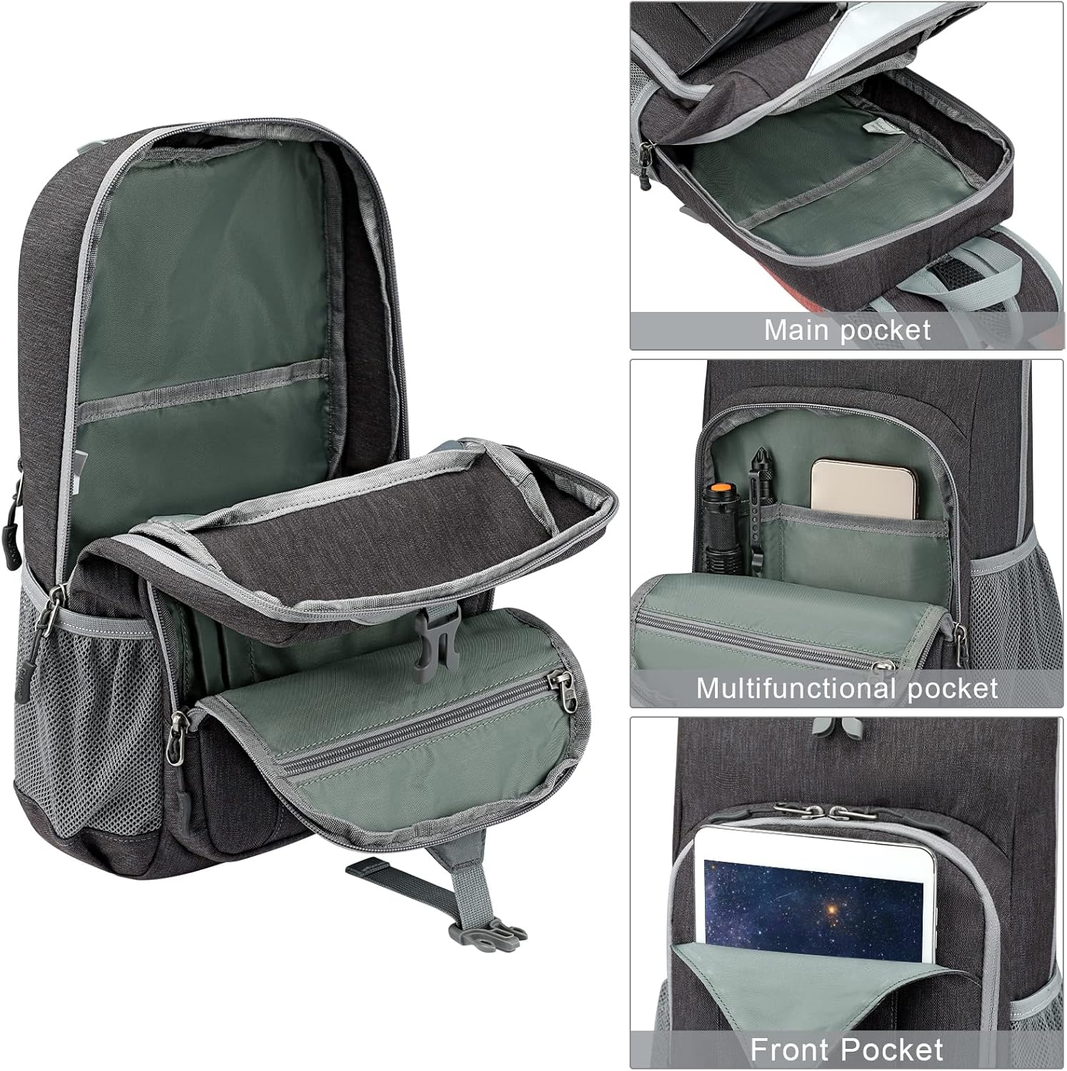 G4Free Mini 10L Hiking Daypack Small Hiking Backpack Cycling Compact Shoulder Backpack Outdoor for Men Women(Dark Grey) - Image 4