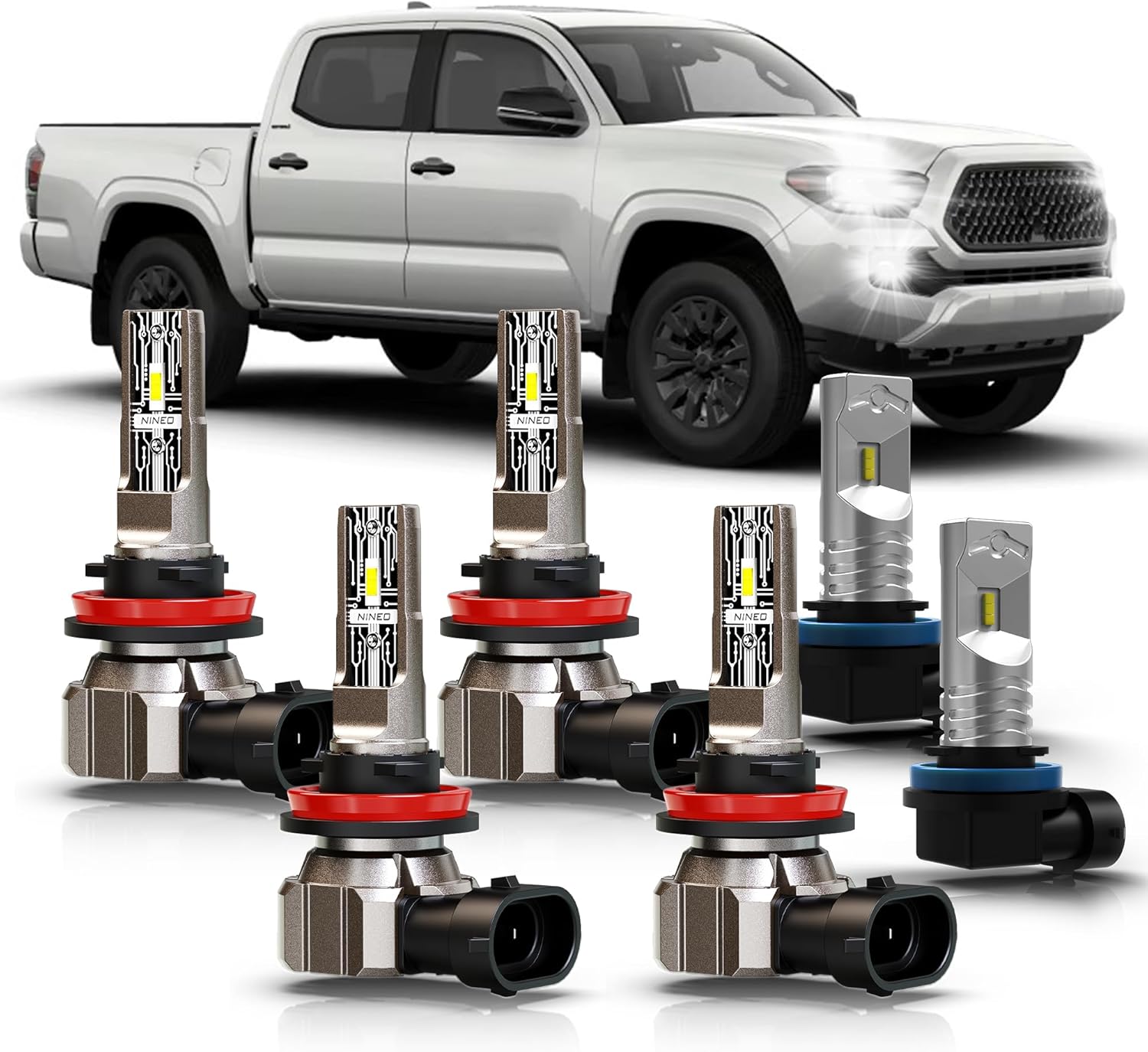 NINEO Fits for 2016-2023 Tacoma Fog Lights Combo Bulbs, 6500K White Plug-and-Play 300% Super Bright Bulbs, Pack of 6
