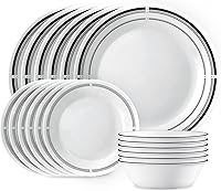 Vista 5 de Corelle Vitrelle - Juego de vajilla de 18 piezas para 6 personas, vidrio de triple capa y resistente a las astillas, juego de platos y cuencos