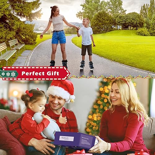 Miniatura 6 de Nattork - Patines en línea ajustables para niños y niñas con ruedas de luz completa, patines en línea seguros y duraderos, patines para