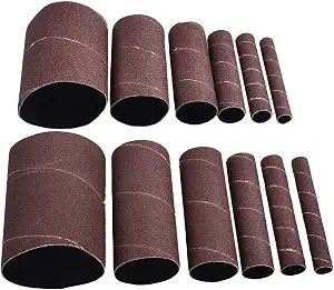 FABULETTA 12-Pack Oscillating Spindle Sander Sleeves, 4.5 Inch Alumina Sanding Drum Kits, 80/120 Grit Mixed Set for Wood, Metal, Plastic, Jade, Stone Polishing