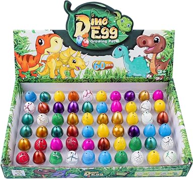 60PCS Small mini Hatching Dinosaur Eggs for Kids Dinosaur Party Favors Kids Birthday Goodie Bag Stuffers Grows 600% - Dino Egg Toys for Boys & Girls Age 3-8 - Gift Stocking Stuffers Creative Toy.