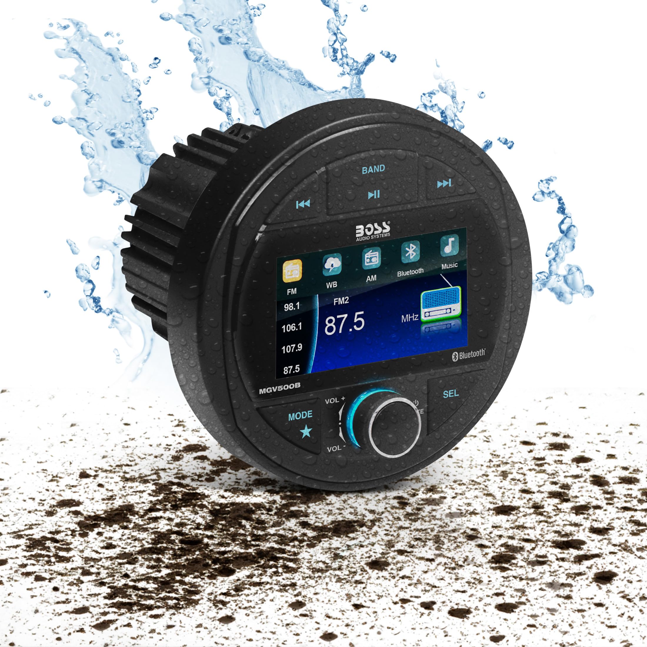 BOSS Audio Systems MGV500B Bluetooth Boat Gauge Stereo, 3 Inch Color Screen