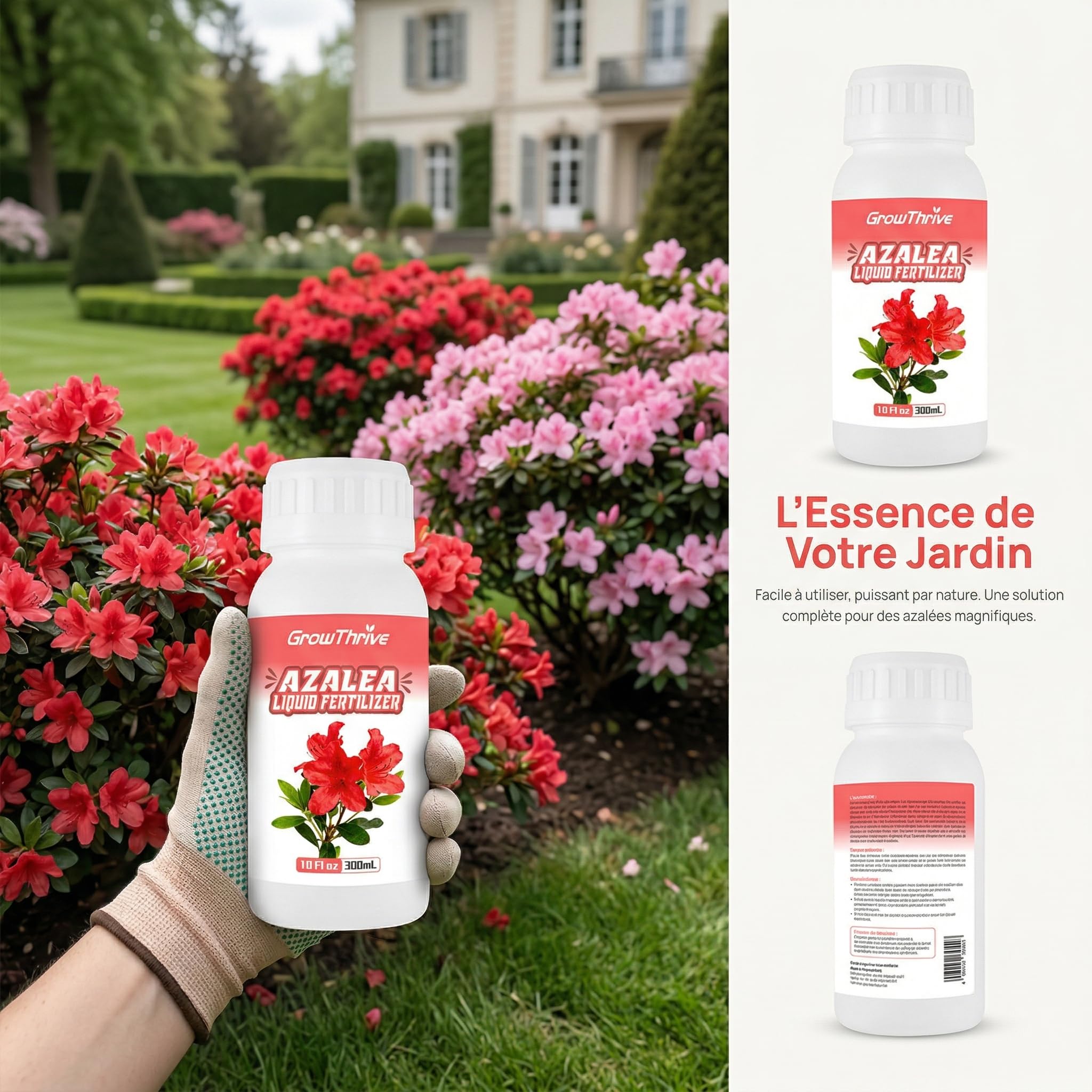 Engrais Liquide Azalées 300ml – Nutriment Microbien Naturel avec Probiotiques – Engrais Organique pour Fleurs de Terre de Bruyère, Roses et Gardenias – Croissance Rapide et Floraison Intense