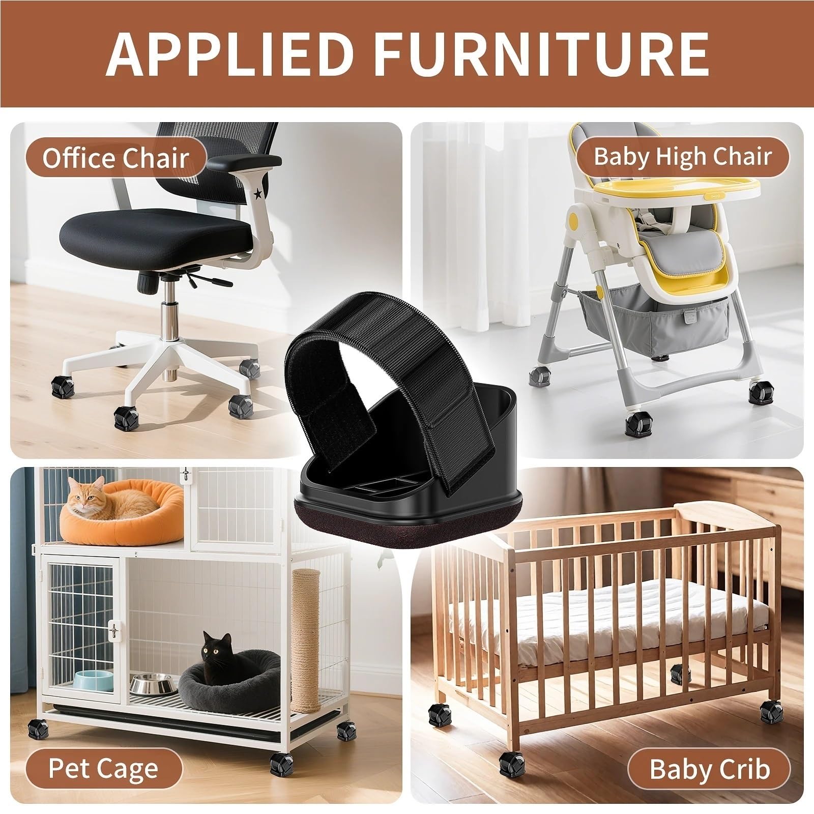 10 almohadillas de fieltro para muebles de doble rueda para protección de suelos de madera dura