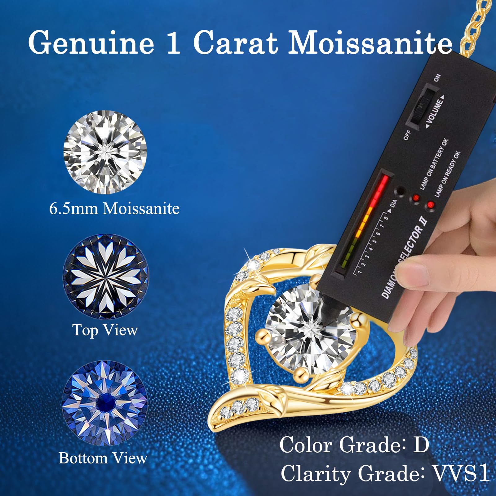 Moissanite Halskette Damen Rosen Herzkette Silber 925 Echt Schmuck Geschenk | Weihnachten Valentinstag Muttertags Hochzeit Jubiläum Geburtstag Geschenk für Frau Freundin Mama
