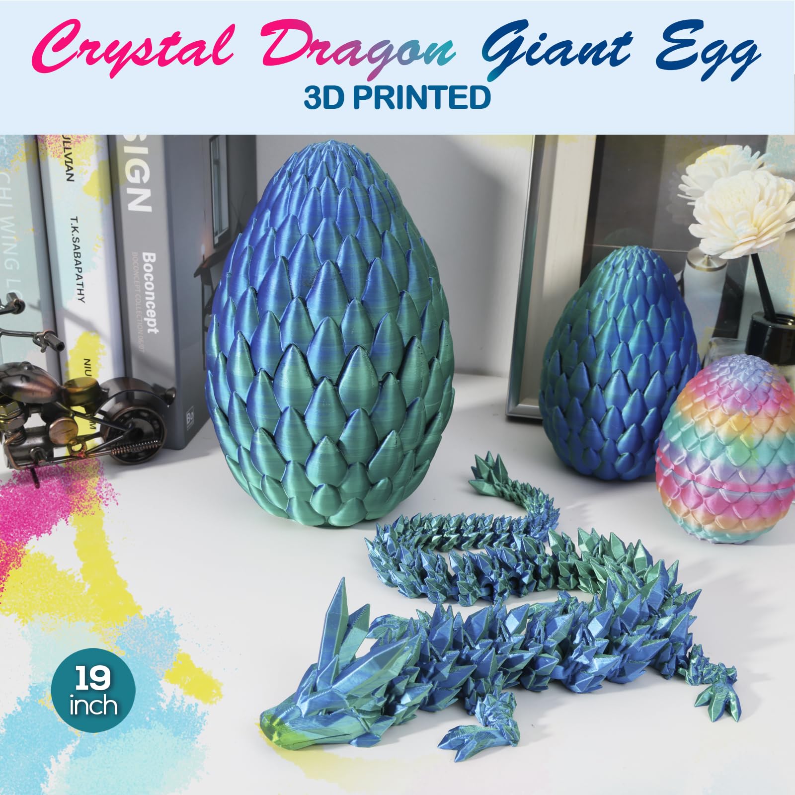 Huevo De Dragón Con Dragón Articulado Impreso En 3D - Figura Realista Y Flexible Para Decoración, Juego Y Regalo De Cumpleaños Para Amantes De La Fantasía