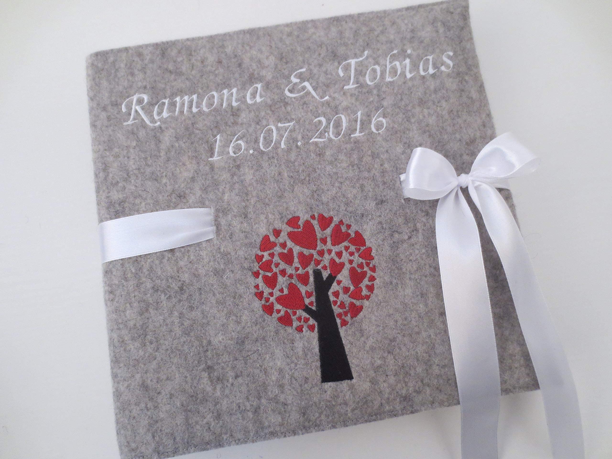 Fotoalbum Album Hochzeitsalbum Hochzeit Gästebuch Hochzeitsreise Geschenk Wollfilz Filz 26 cm x 25 cm