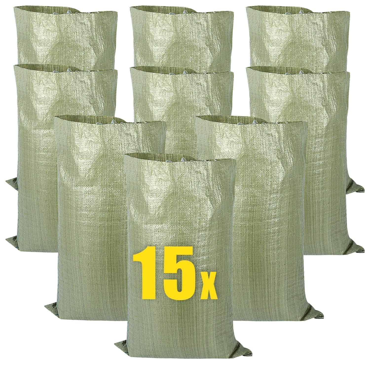 Worki na piasek przeciwpowodziowy, 15 sztuk worków przeciwpowodziowych, 95 × 55 cm, worki na gruz, mogą być ponownie używane worki z piaskiem, odpowiednie do piasku cementowego różnych gruzu i