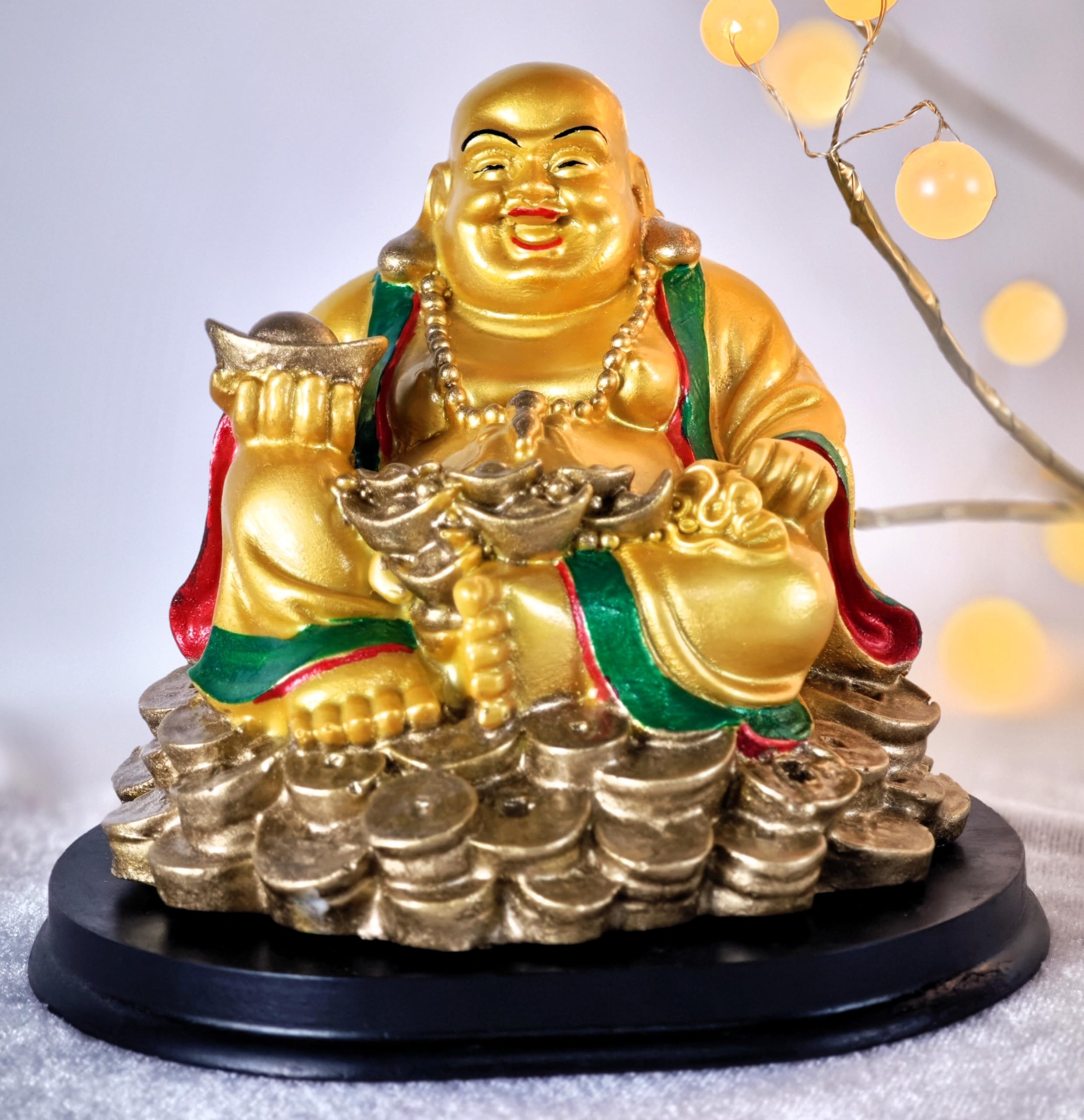 The Cube Mart Laughing Buddha Happy Man Statue Figurine for Good Luck (TCM 1040 GR Gold)