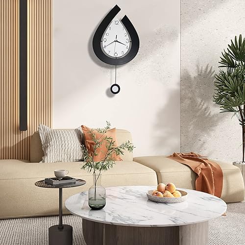 Miniatura 7 de SHUNZY Relojes de pared decorativos para decoración de sala de estar relojes de pared grandes y modernos con péndulo que funcionan con pilas para