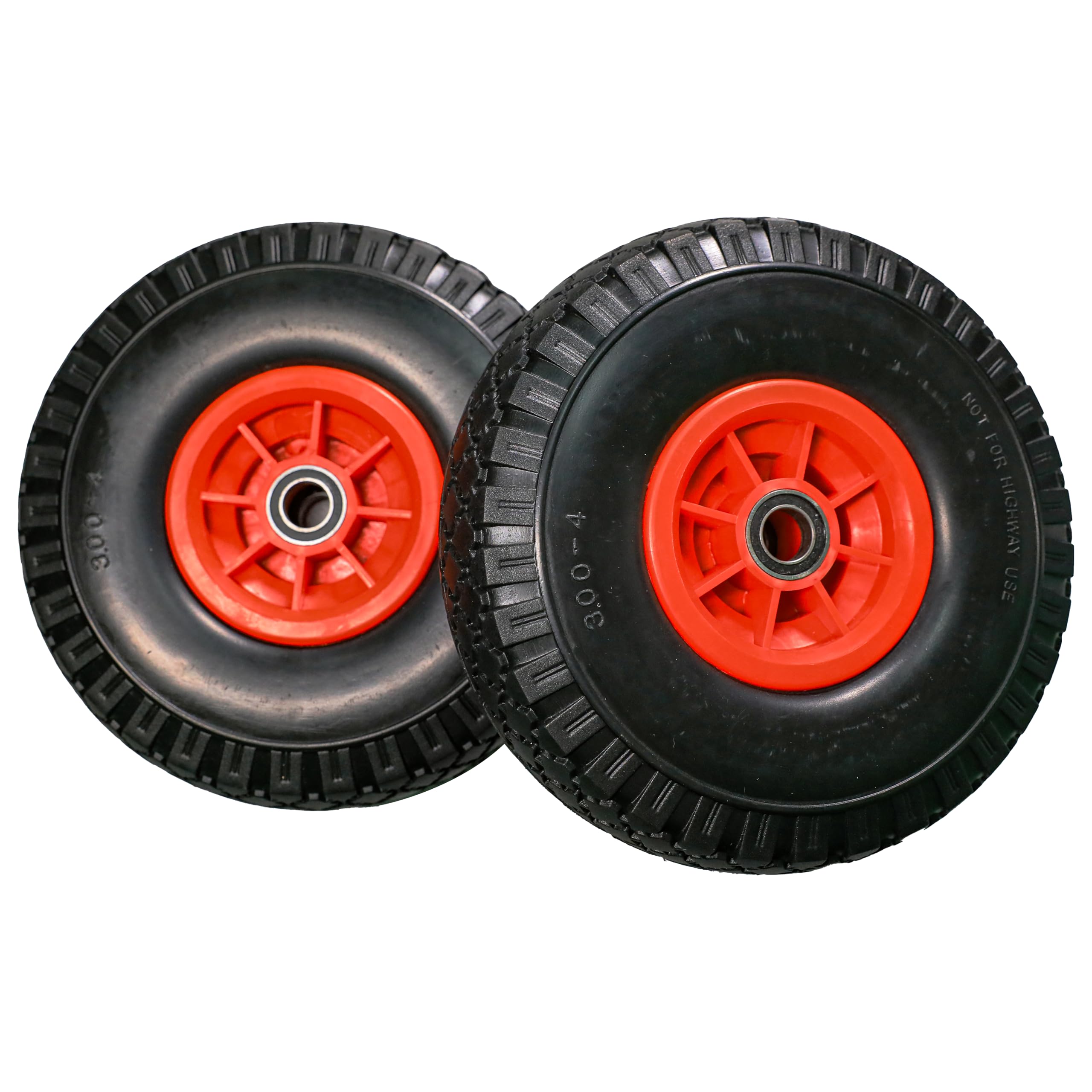 Lot de 2 roues de diable - Pneus en caoutchouc plein anti-crevaison - 3.00-4 / Ø260 x 85 mm - Diamètre du moyeu : 20 mm - Longueur du moyeu : 60 mm - Pneus en polyuréthane (noir)