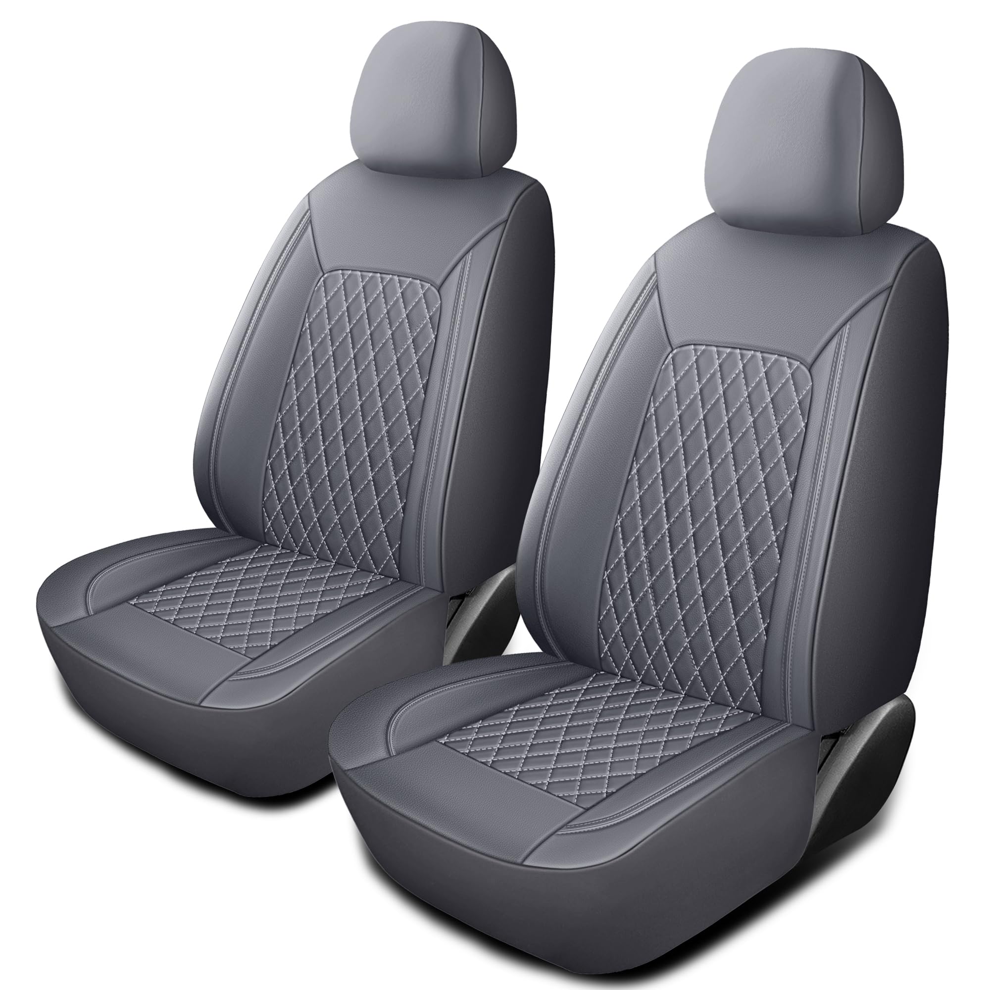 Photo 1 of HChengkikz Car Seat Covers, Breathable and Waterproof Leather Seat Covers, Luxury PU Universal Fit Automotive Airbag Compatible for Most Cars Sedans SUV and Truck (2 Pieces, Front Seat, Grey)