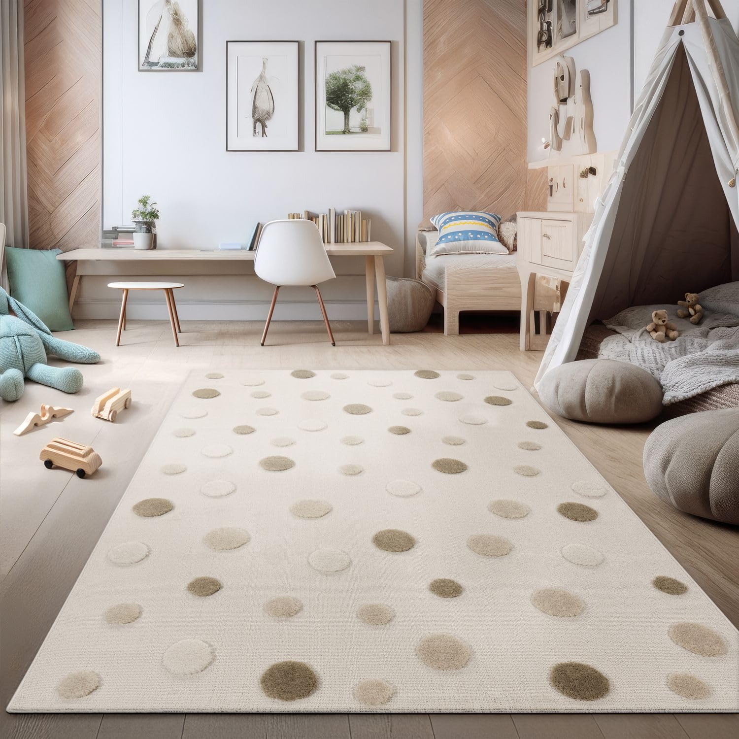 Tapis chambre enfant moderne 80x150 doux lavable pour fille et garçon