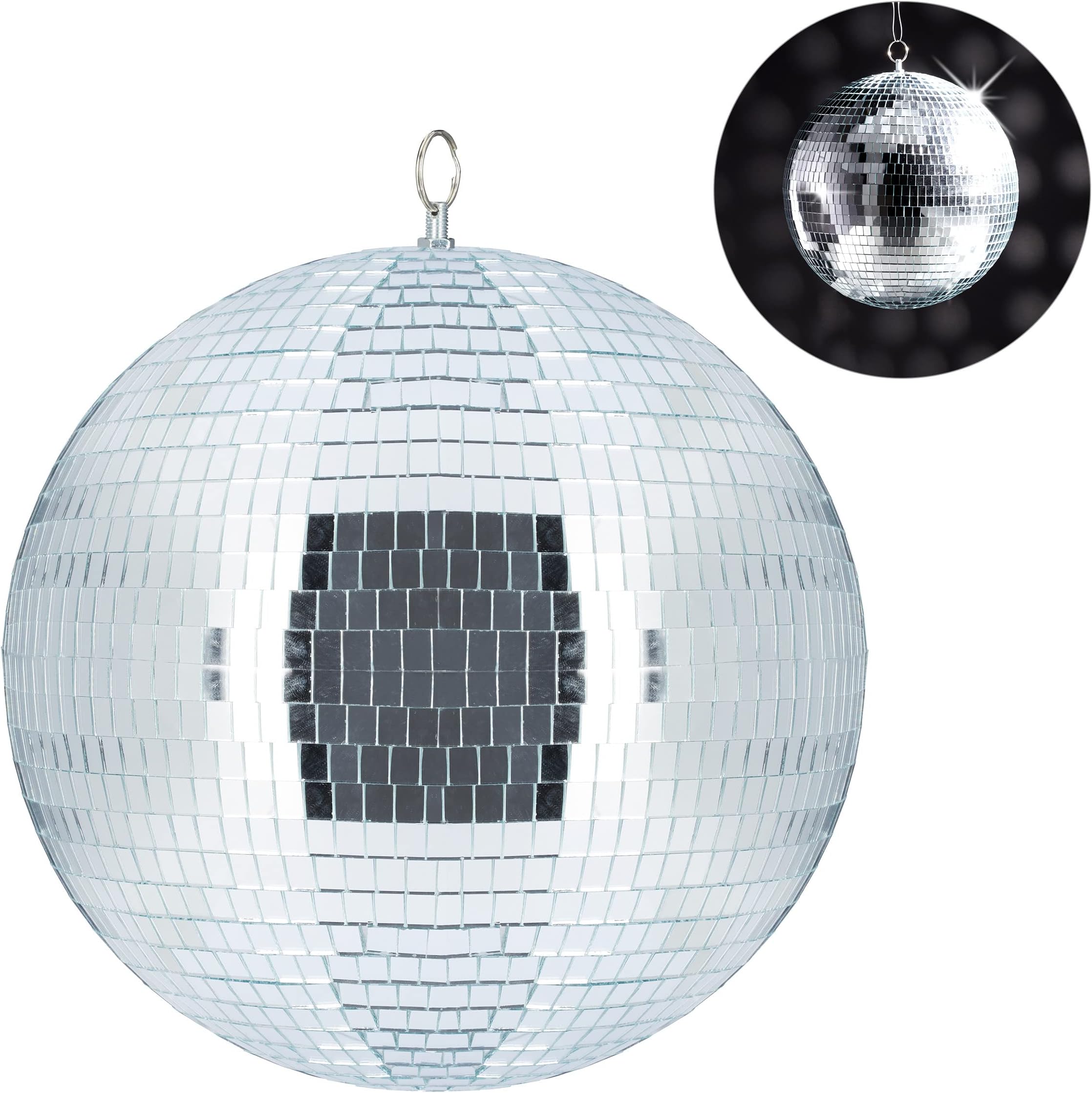 Mirror Ball, Large Ceiling Light, Party Decoration, Disco & New Year’s Eve, Shiny, Reflecting, Ø 30 cm, Silver