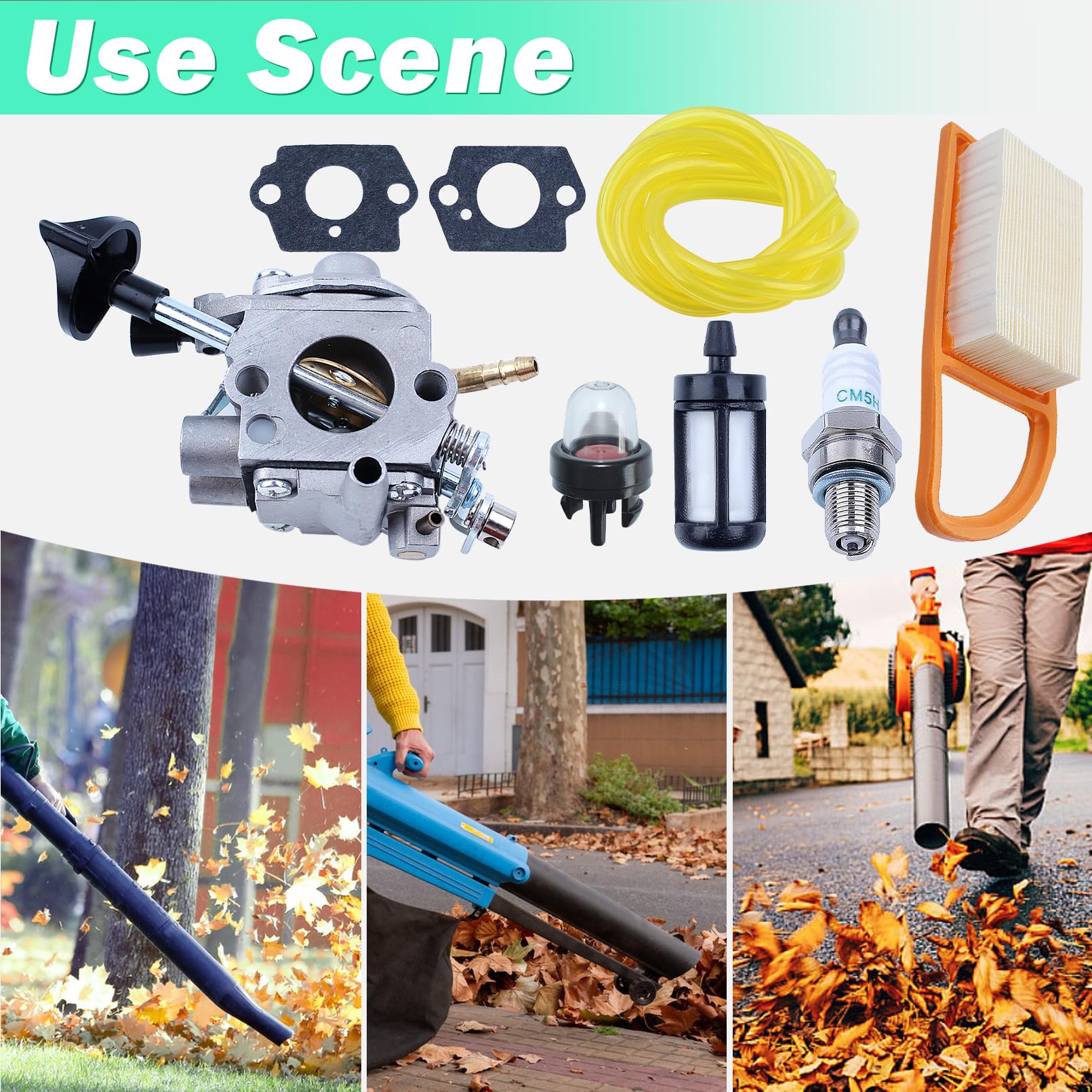 Kit Carburateur pour Stihl BR600 BR500 BR550 Souffleur, ADEFOL Carburateur avec Joint + Filtre à Air + Bougie + Filtre à Essence Pièces de Rechange Accessoire 4282 120 0606