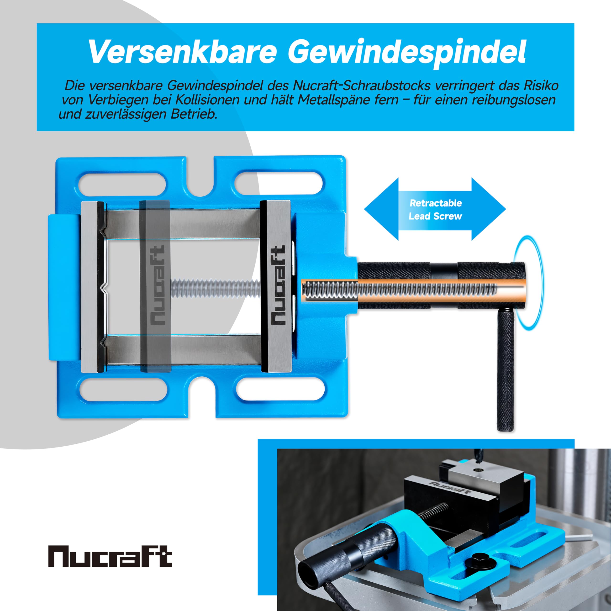 Nucraft Verticale en horizontale boormachinebankschroef in