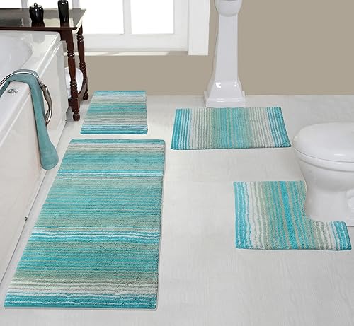 Miniatura 43 de Home Weavers Colección Gradiation 100% algodón, alfombra lavable, tapete de baño, tapete de cocina, juego de alfombras de baño, antideslizantes