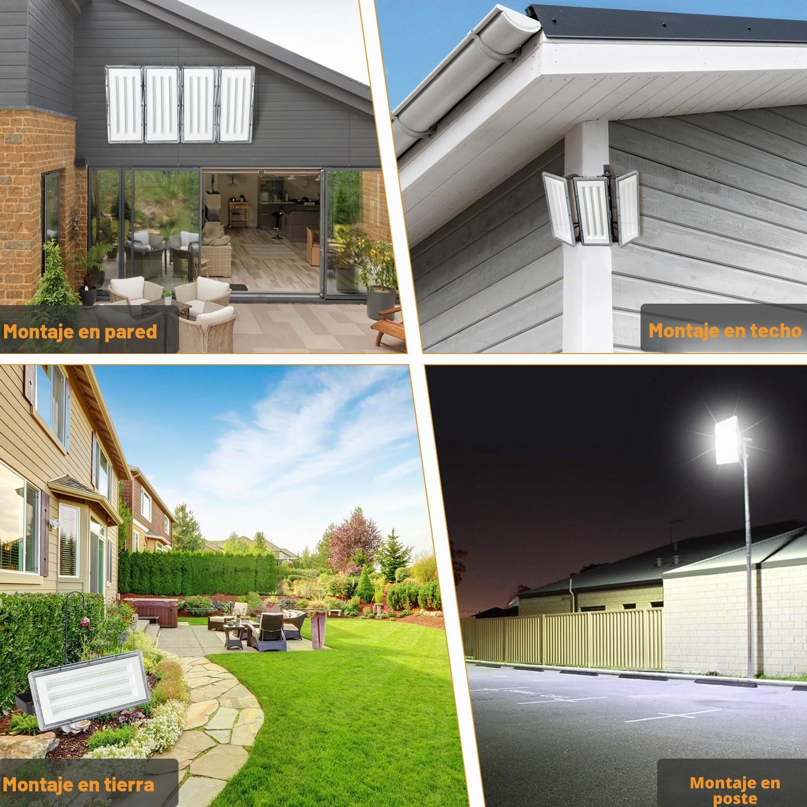 Foco LED Exterior 400W 40000LM Potente Proyector Con Ángulo de Haz Amplio, IP67 Impermeable Floodlight Blanco Frío 6500K Para Jardín, Patio, Arena, Pista