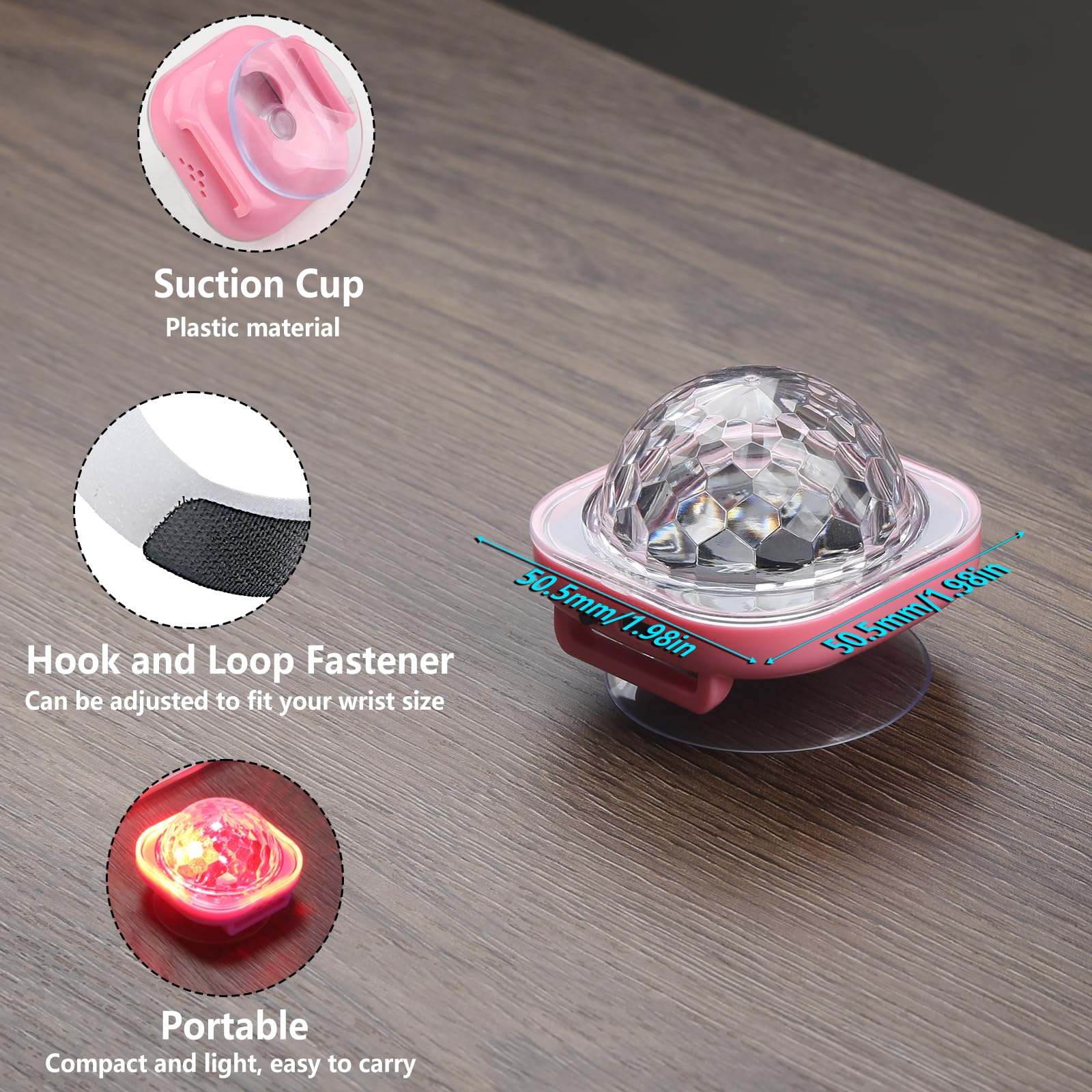 Montre de poignet LED boule disco, lumière de fête multicolore activée par le son, silicone, style moderne (blanc + rose)