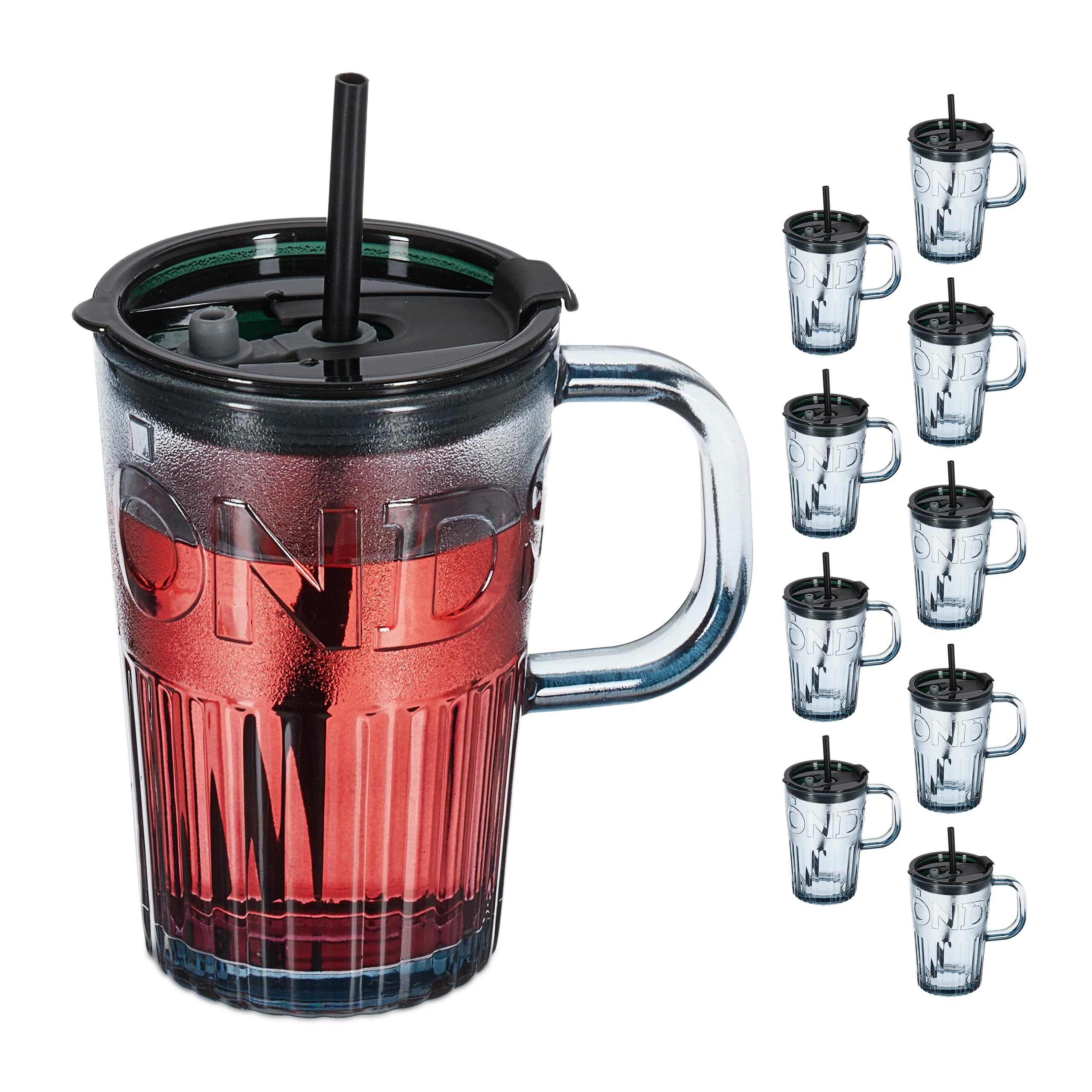Mug avec paille pour smoothie fait maison et jus de fruits lot de 4 gris de 450 ml