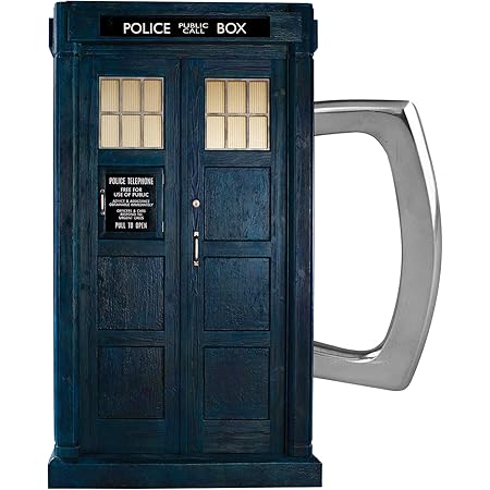 Vandor Doctor Who S11 Tardis 20 oz. Ceramic Sculpted Mug, 5.5 x 3.75 x 5.5 Inches, Blue and Silver (56414)