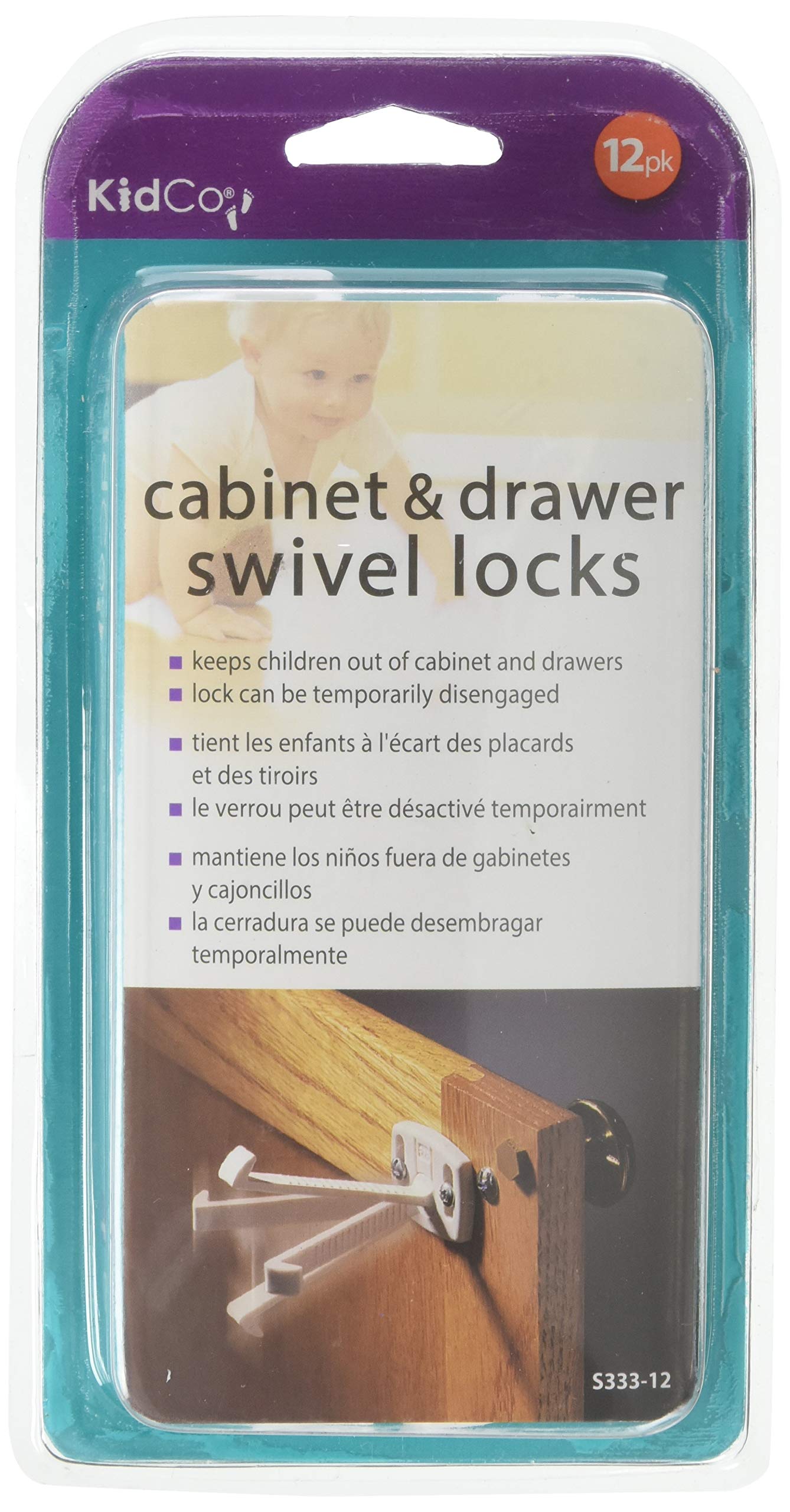 KidCoSwivel Cabinet & Drawer Lock - White - 12 Ct