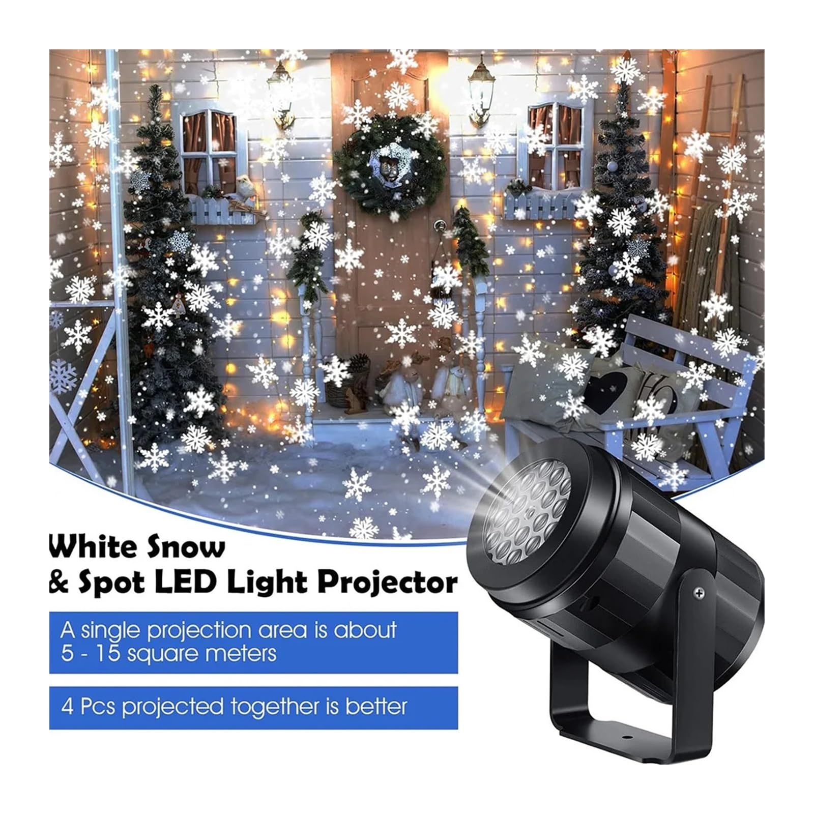 Luci per proiettori a LED Proiettore a LED con fiocchi di neve Luci natalizie Proieze natalizia Lampada da esterno Faretto da neve for la festa di Capodanno Stringhe di luci per interni ed esterni per