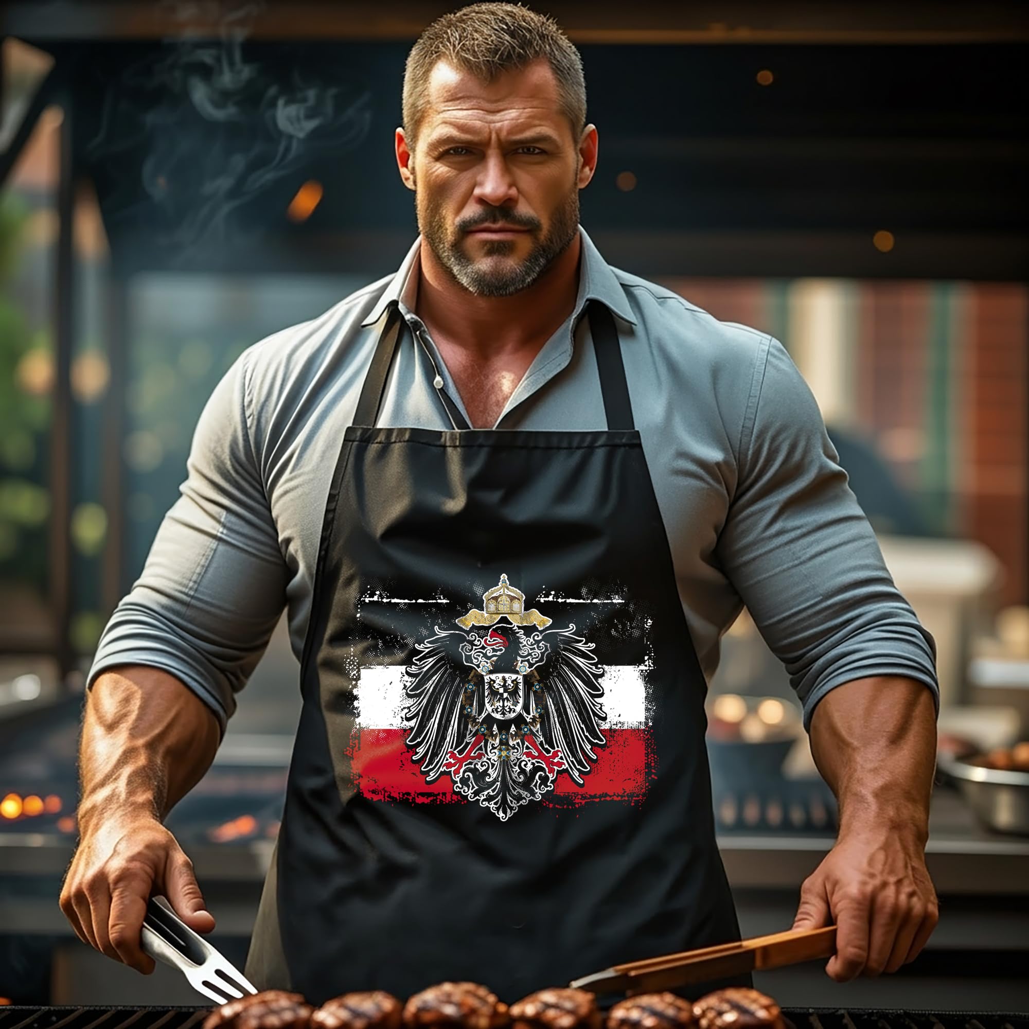 UGLYSHIRT Grillschürze Herren Old School Flag Kaiserreich | Vintage BBQ Schürze mit Kaiserreich-Flagge – Grillzubehör für Männer, Geschenkidee Vatertag, Geburtstag – Einheitsgröße, Schwarz