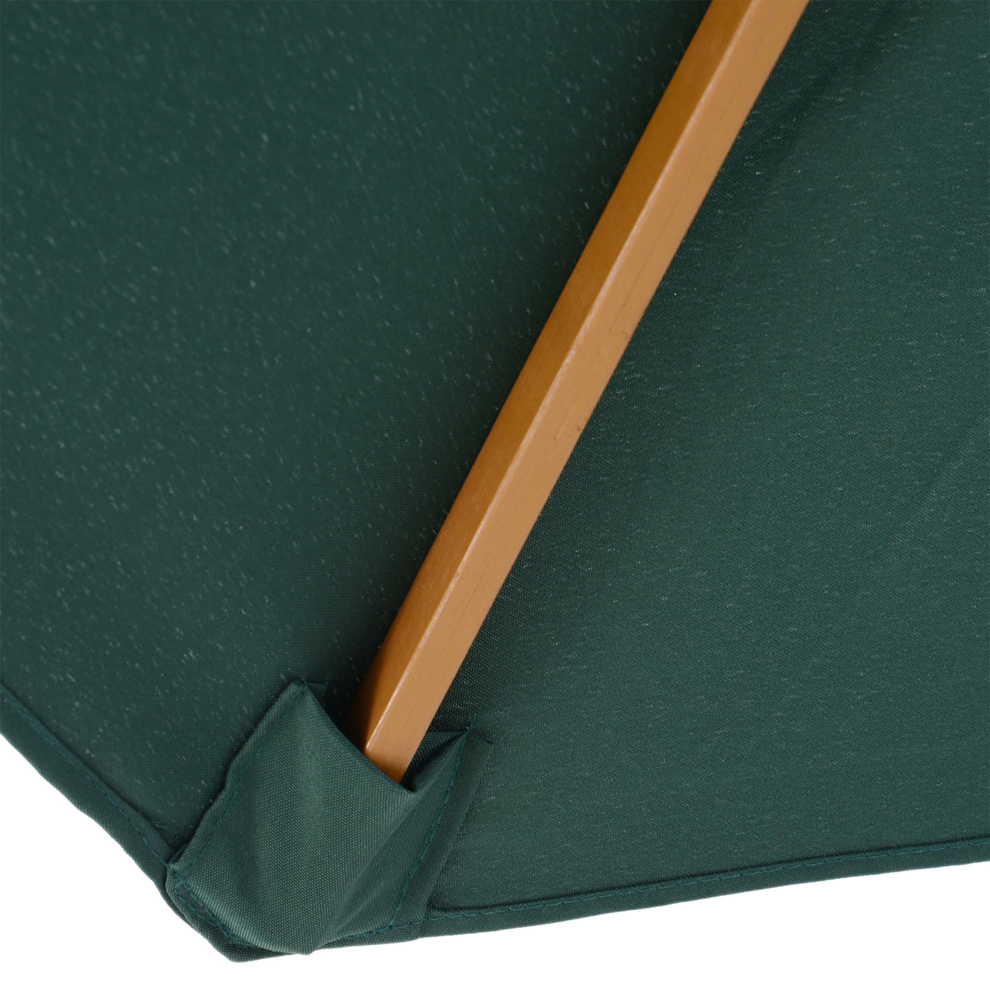 Outsunny Sombrilla Ø300x250 cm Parasol Poste de Madera 8 Varillas Verde | Sistema de Poleas, con Fijación, Jardín Patio Terraza Exterior