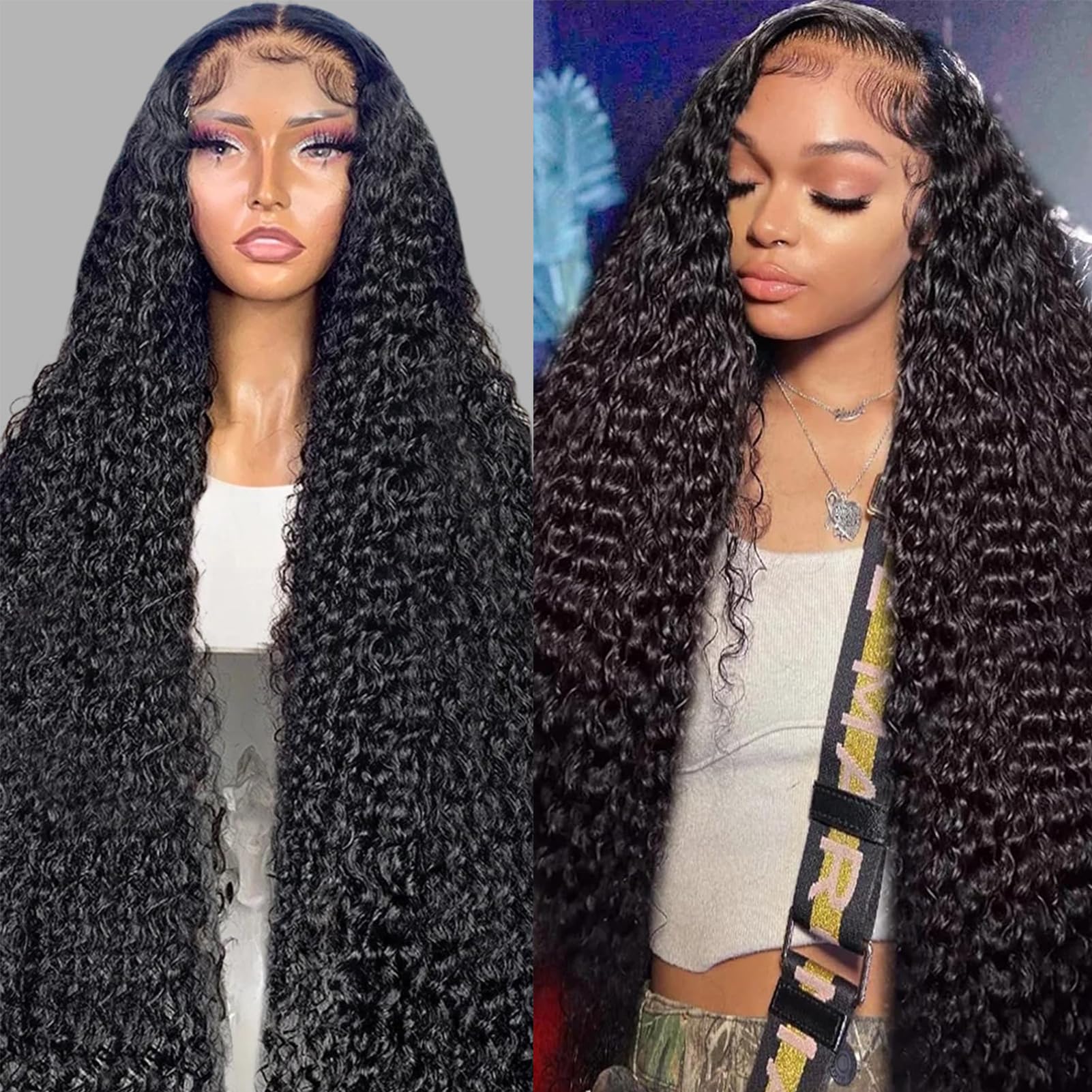 30 Inch 13x4 Deep Wave Lace Front Wigs Human Hair 200% Density Deep Curly HD Lace Frontal Wigs Human Hair 100% Real Human Hair Wigs No Synthetic Blend
