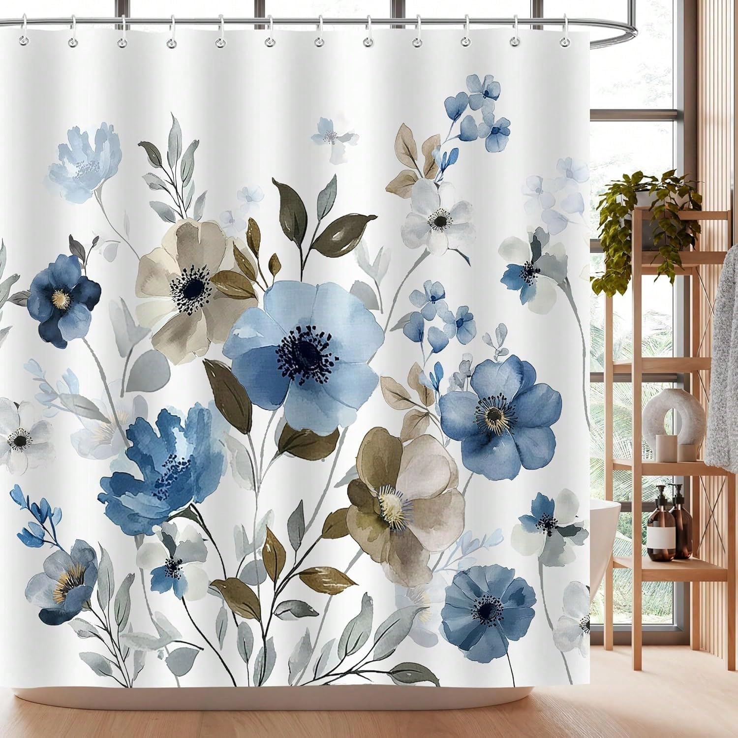 GLKSDLPO Floral Colorful Flowers Shower Curtain For Bathroom, Waterproof Long Bathtub Curtains Set Bathroom Accesssories Wet Room Tub(90x203cm/35x80in(WxH)