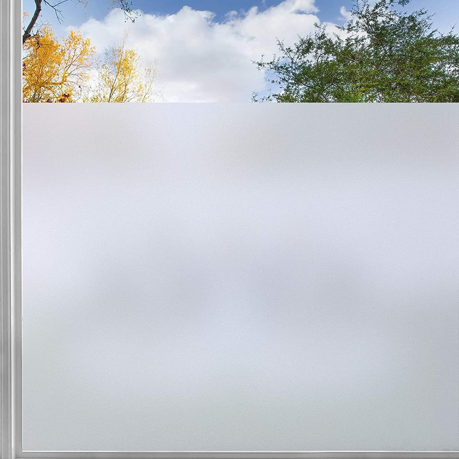 Frosted Privacy Film for Glass Windows 30 x 200 cm(12 x 79inch) Opaque Anti UV Light Blocking Blackout Window Film Privacy Frosting Window Sticker for All Smooth Glass Surface, White frosted