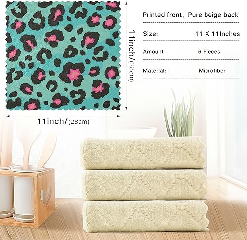 Miniatura 3 de FRODOTGV Seamless Leopard Pattern Microfiber Dish Towel Clothes Tea Towel Kitchen Dish Towels Cotton Absorbent Decorative Kitchen Hand Towels