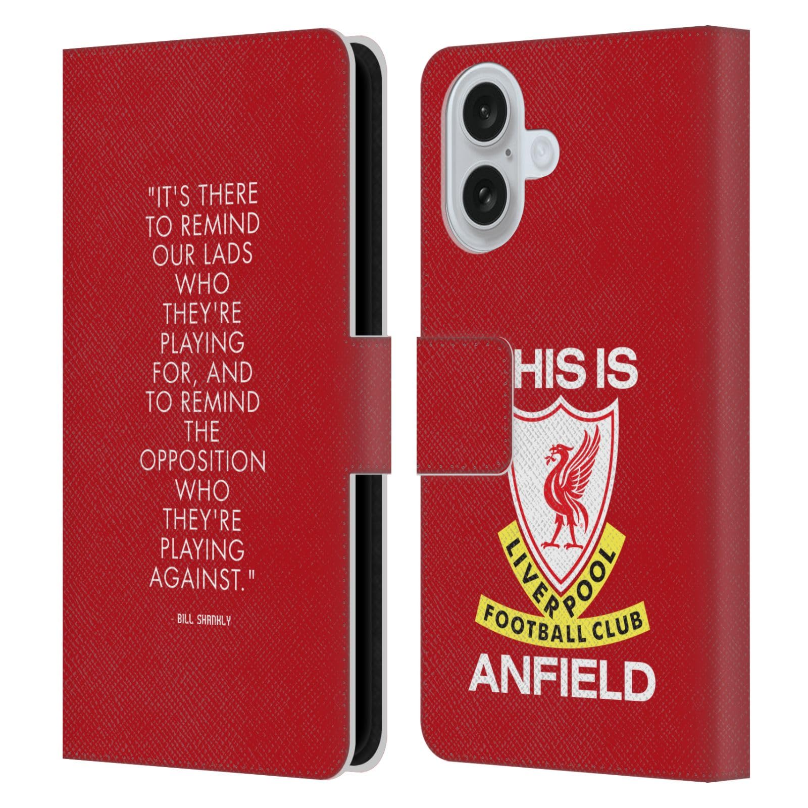 Head Case Designs Officially Licensed Liverpool Football Club Reminder Bill Shankly Quotes Leather Wallet Case Compatible With Apple iPhone 16