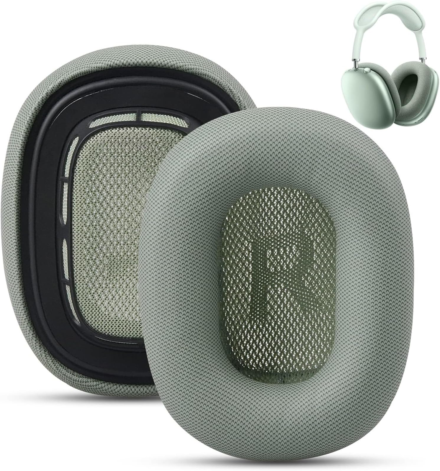Replacement Ear Cushions for Apple AirPods Max Headphone, Knit-Mesh Canopy and Memory Foam Compatible for Alppe Airpods Max, Noise Cancellation Over-Ear Headphones (Green)