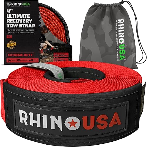 Miniatura 8 de Rhino USA - Correa de remolque de recuperación de emergencia para camiones, todoterrenos, cuatrimotos y más 4x4, 3 pulgadas x 30 ft, resistencia de