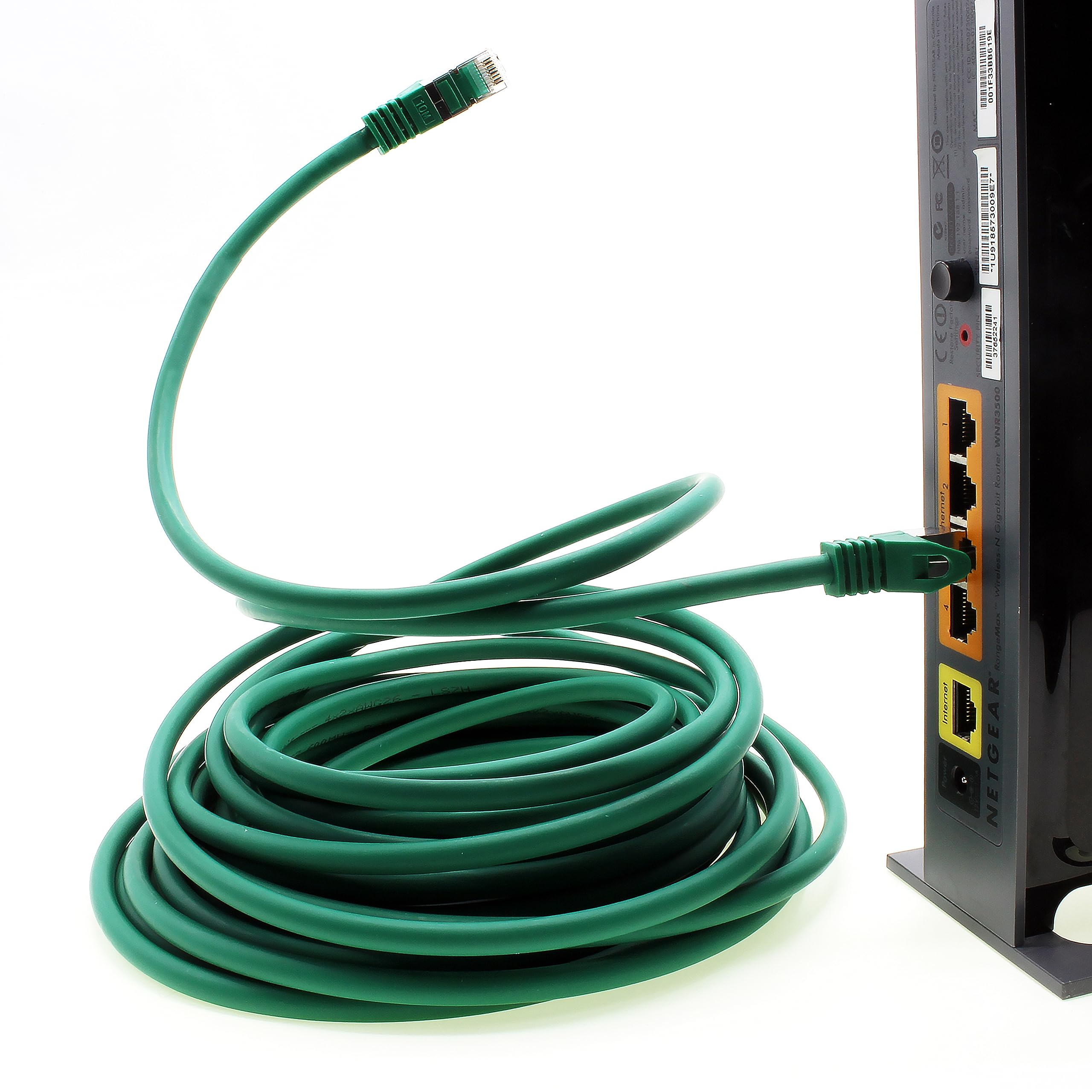 Kabel LAN 0,25 m Cat7 zielony 1 x kabel sieciowy Ethernet RJ45 10 Gbit/s SFTP kabel krosowy do routera modemu przełącznika PC, laptopa, konsoli gamingowej