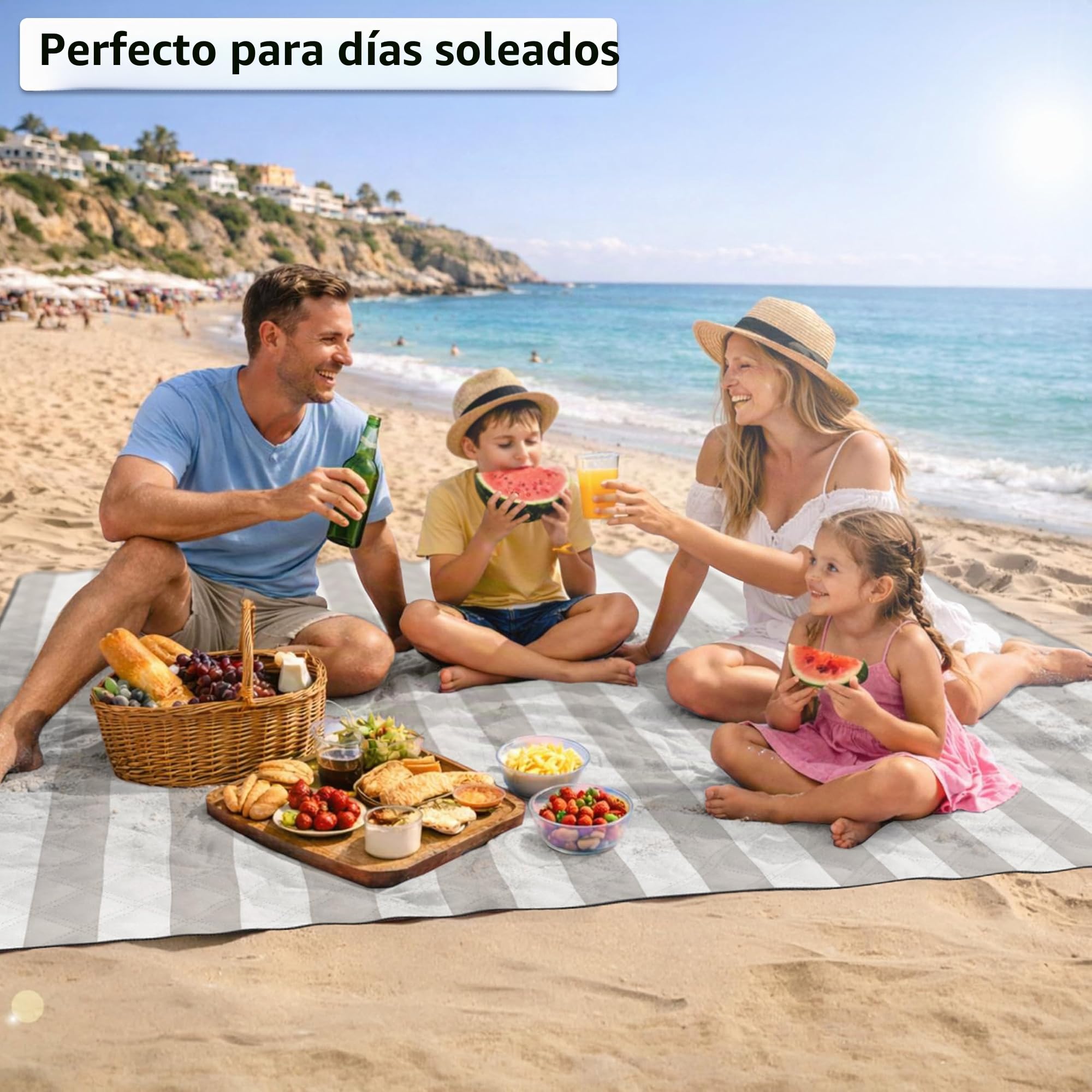 HOEL Manta Picnic Impermeable 200 x 200 cm - Esterilla Acolchada Playa - Mantel Picnic Blanket Plegable - Beach Mat Aislante